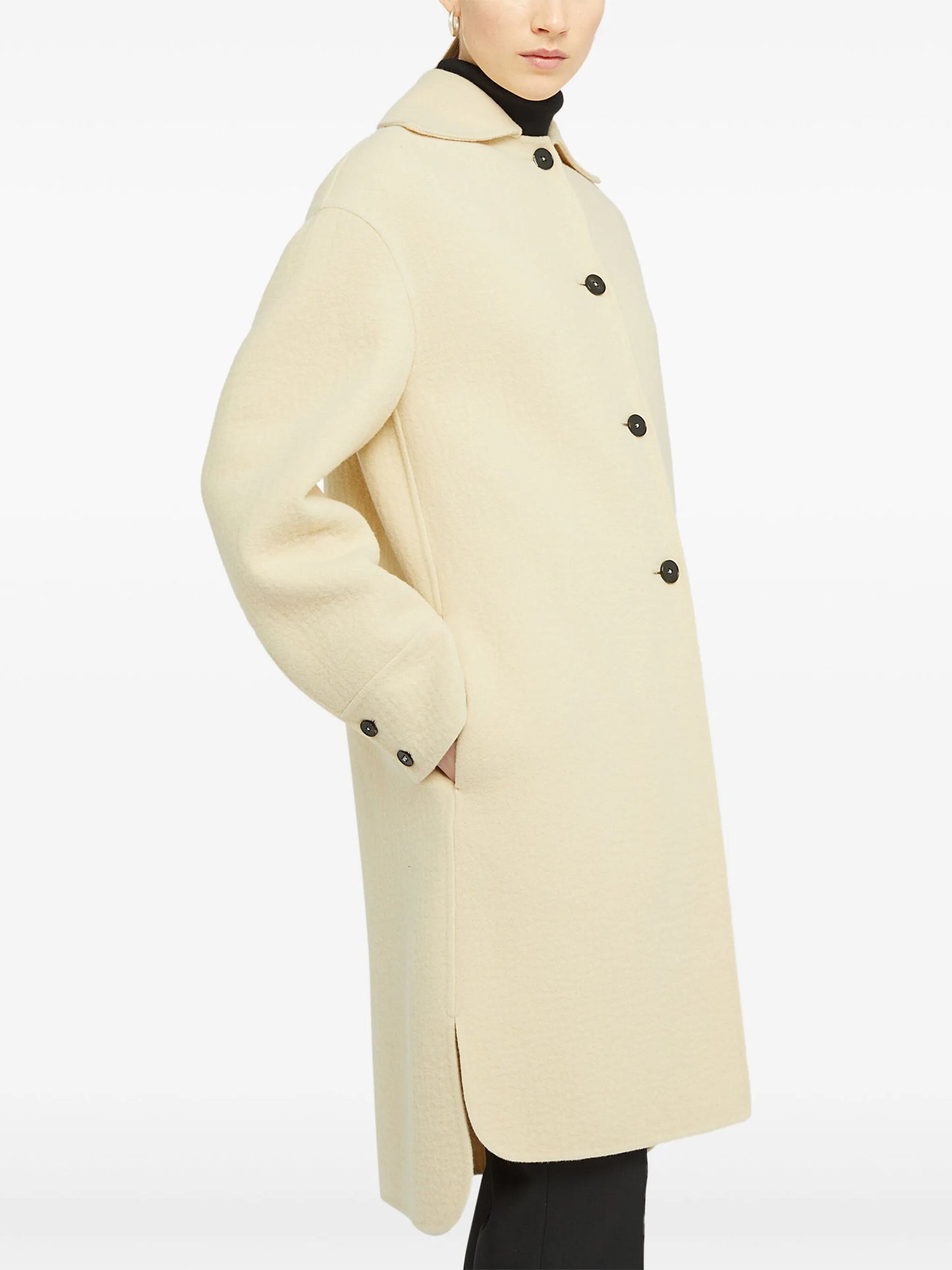 single-breasted virgin wool coat
