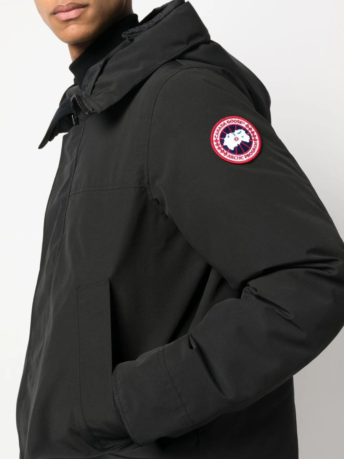 Langford hooded logo-patch coat