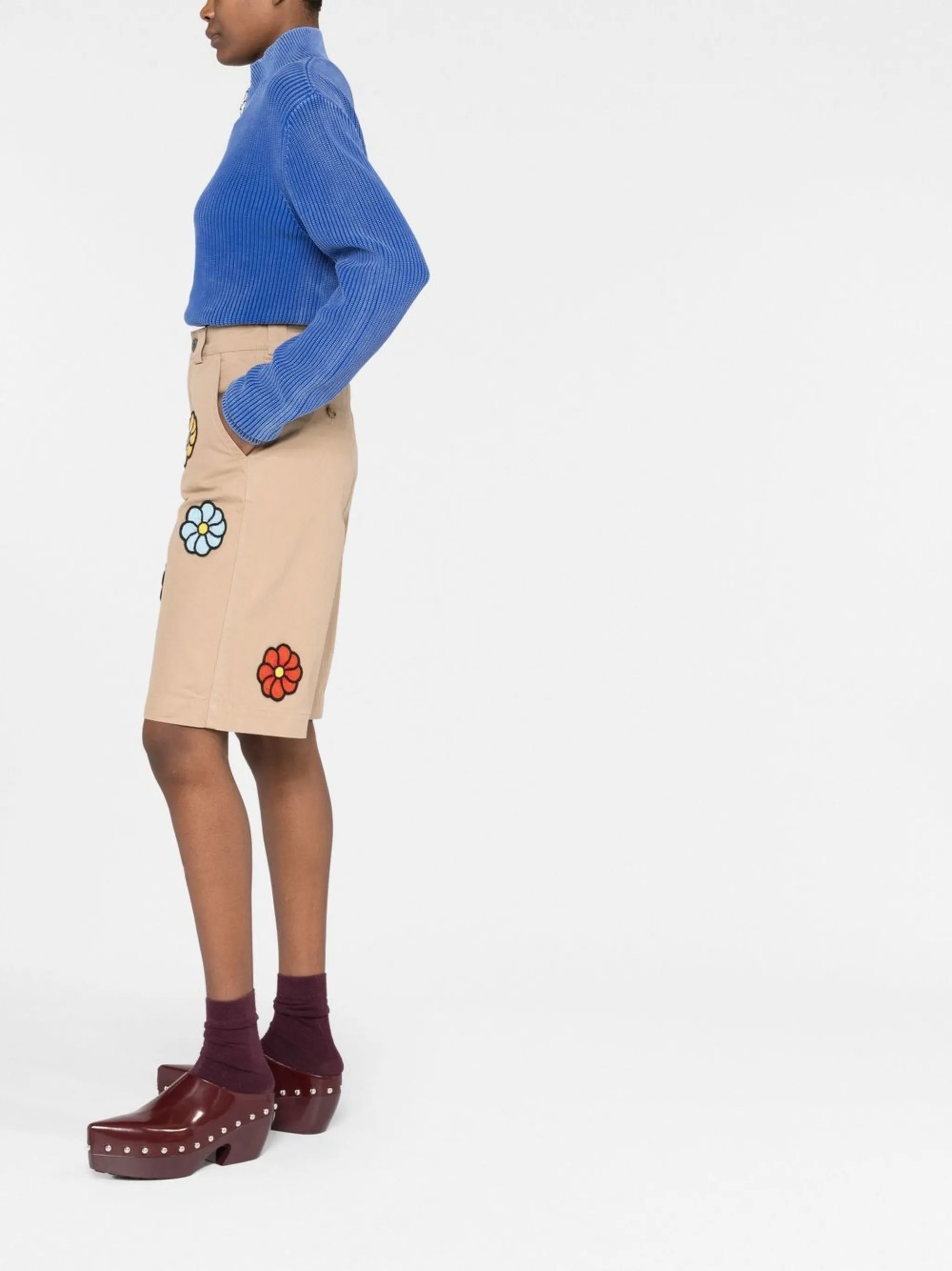 macramé flower-embroidery bermuda shorts