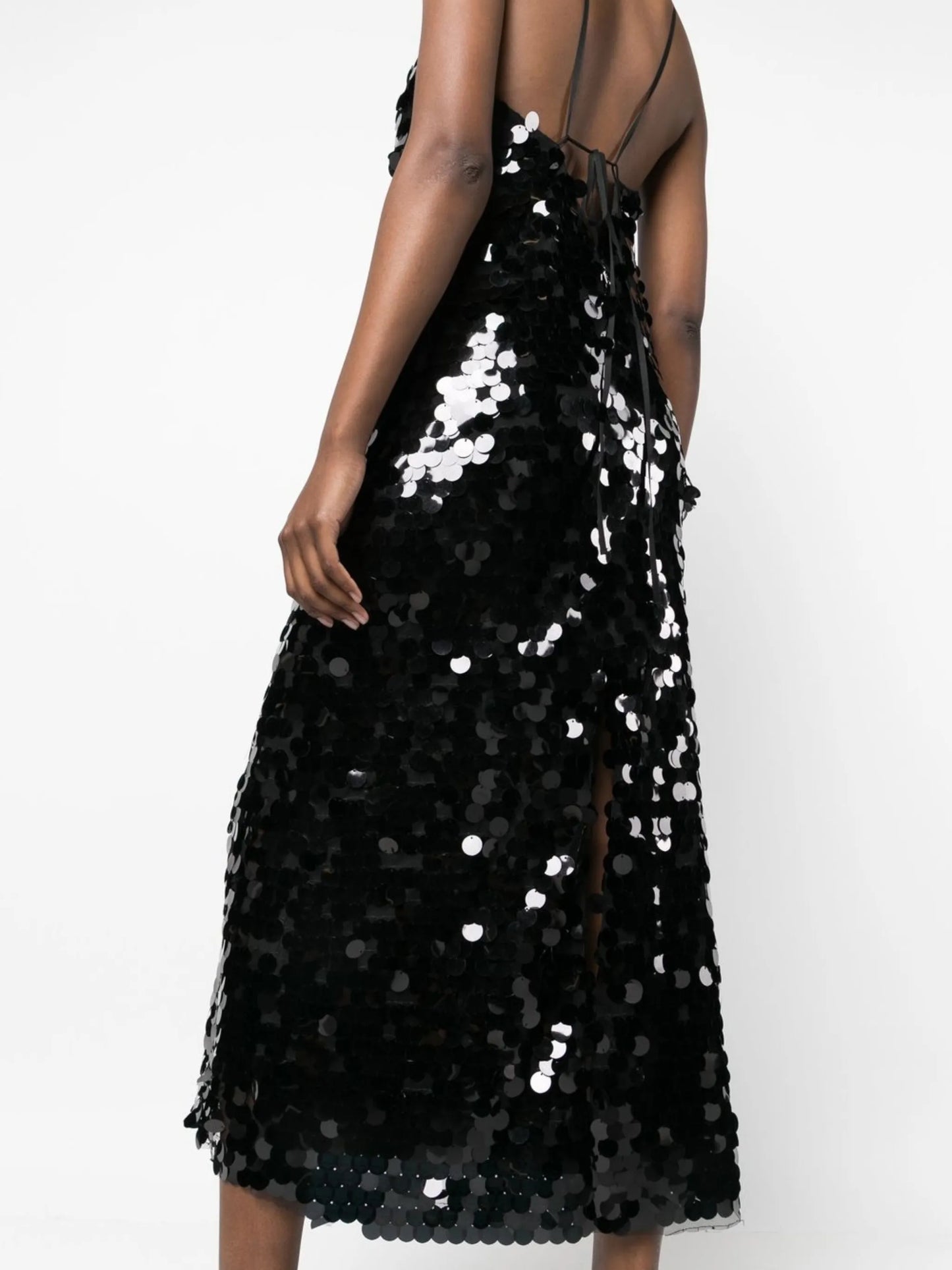 sequin halterneck midi dress
