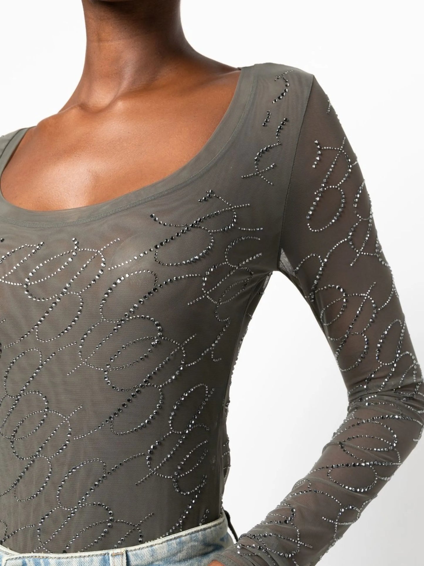scoop-neck jersey top