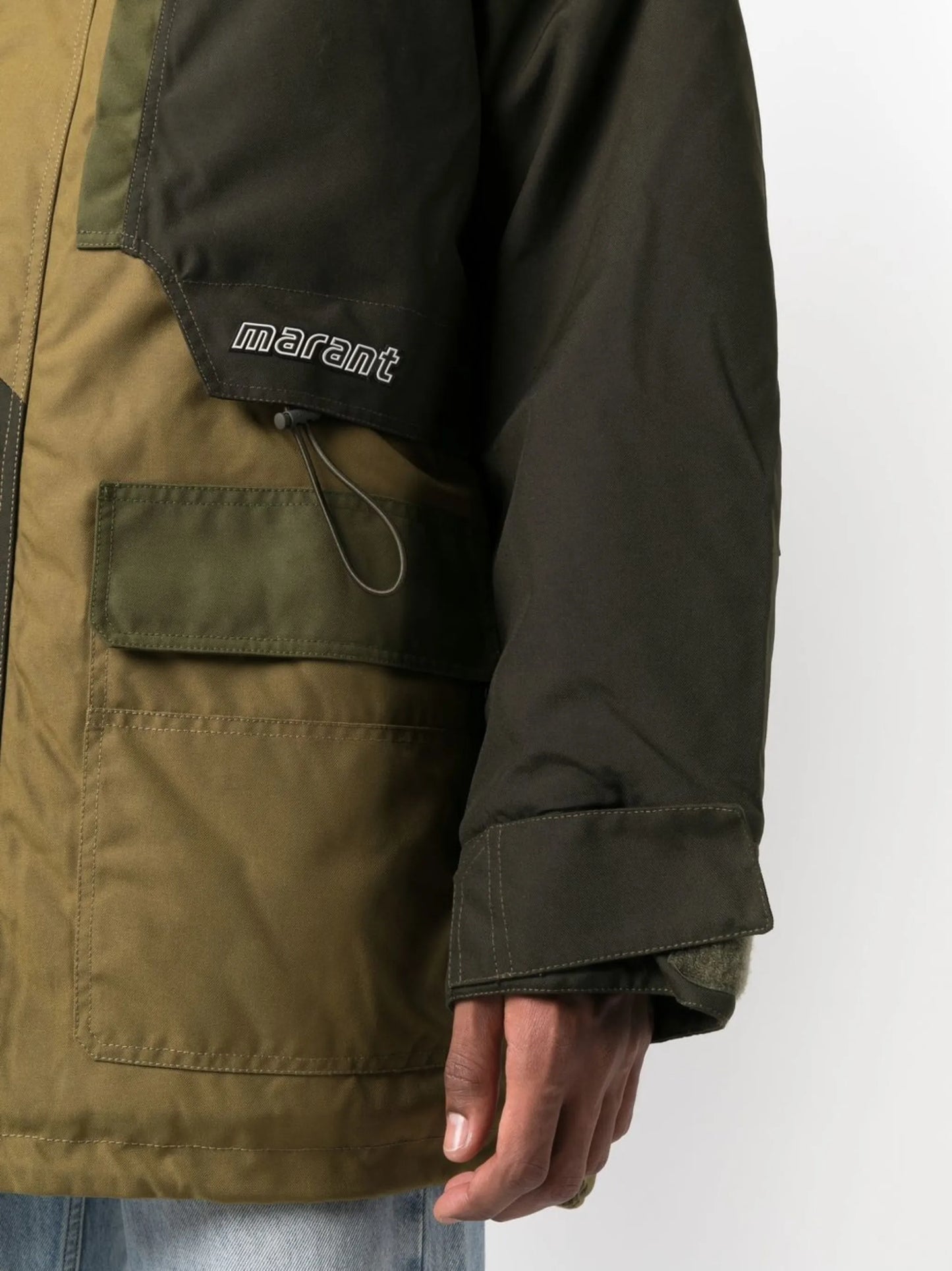 logo-print colour-block hooded jacket