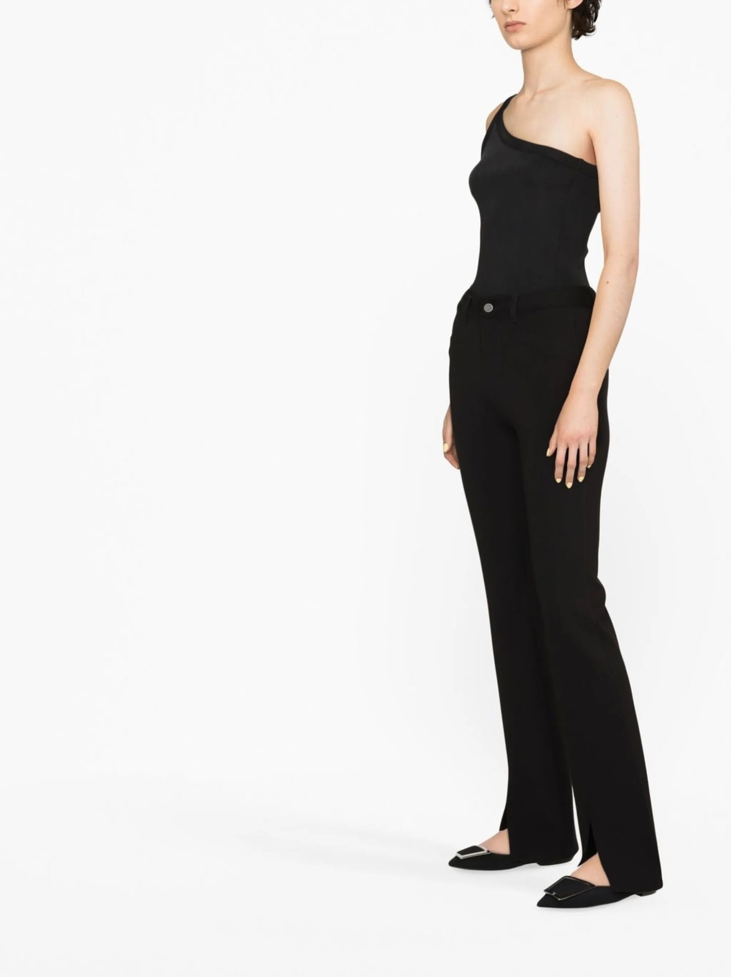 slit flared trousers