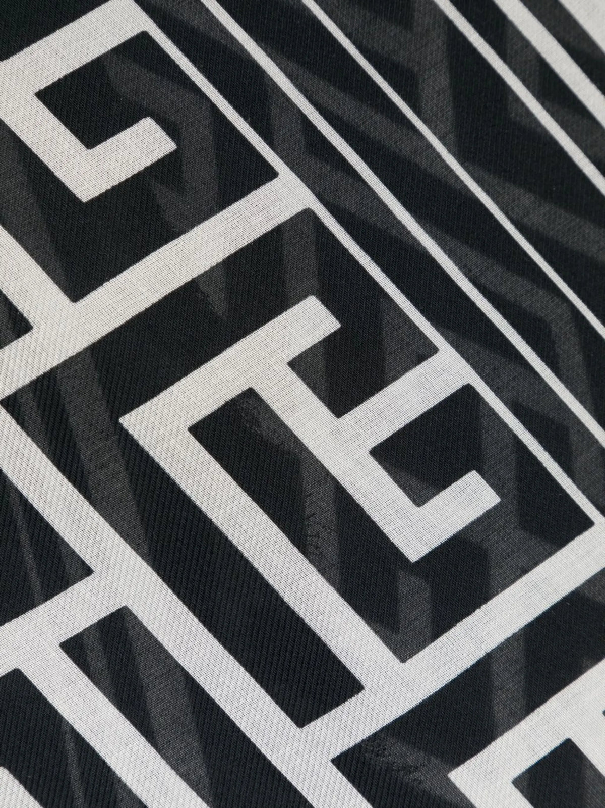 monogram-print frayed-edge scarf