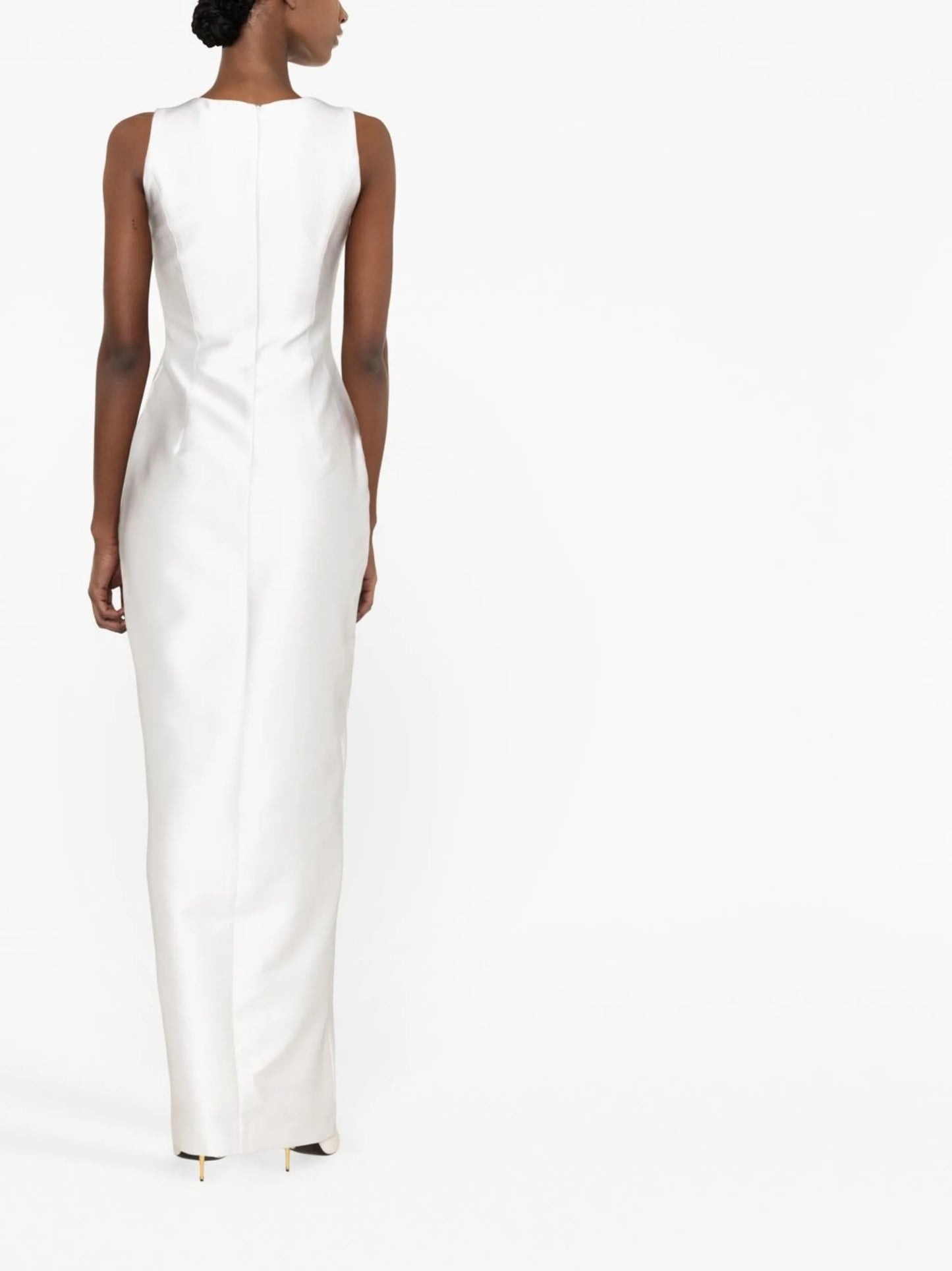 plunging scallop-detail gown