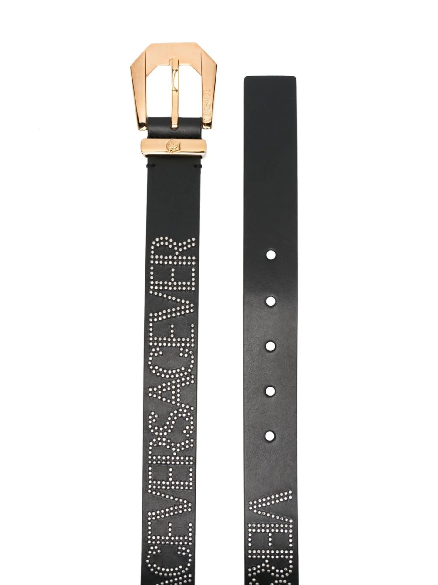 leather studded-logo belt