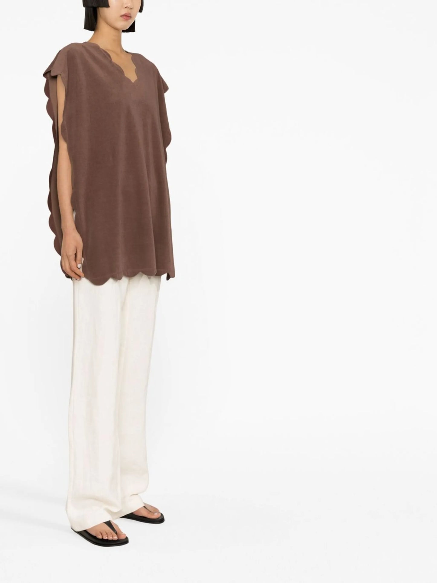 scallop-edge sleeveless top
