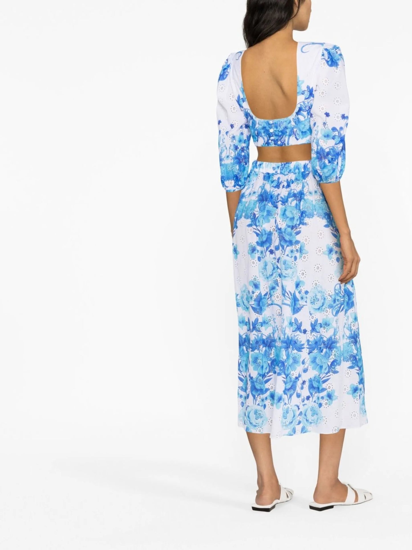 floral-print cropped blouse
