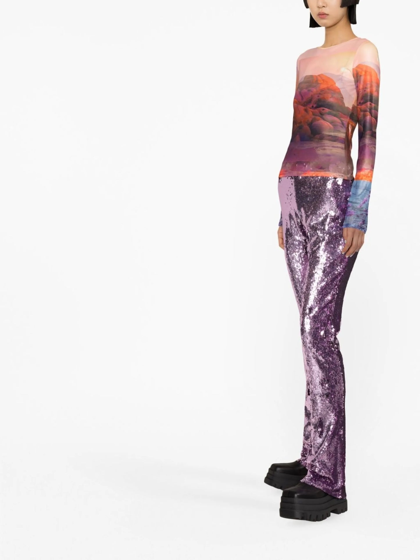 sequin-embellished flared trousers
