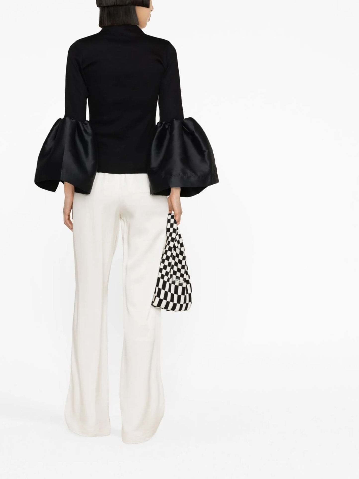 puff-sleeve ribbed top