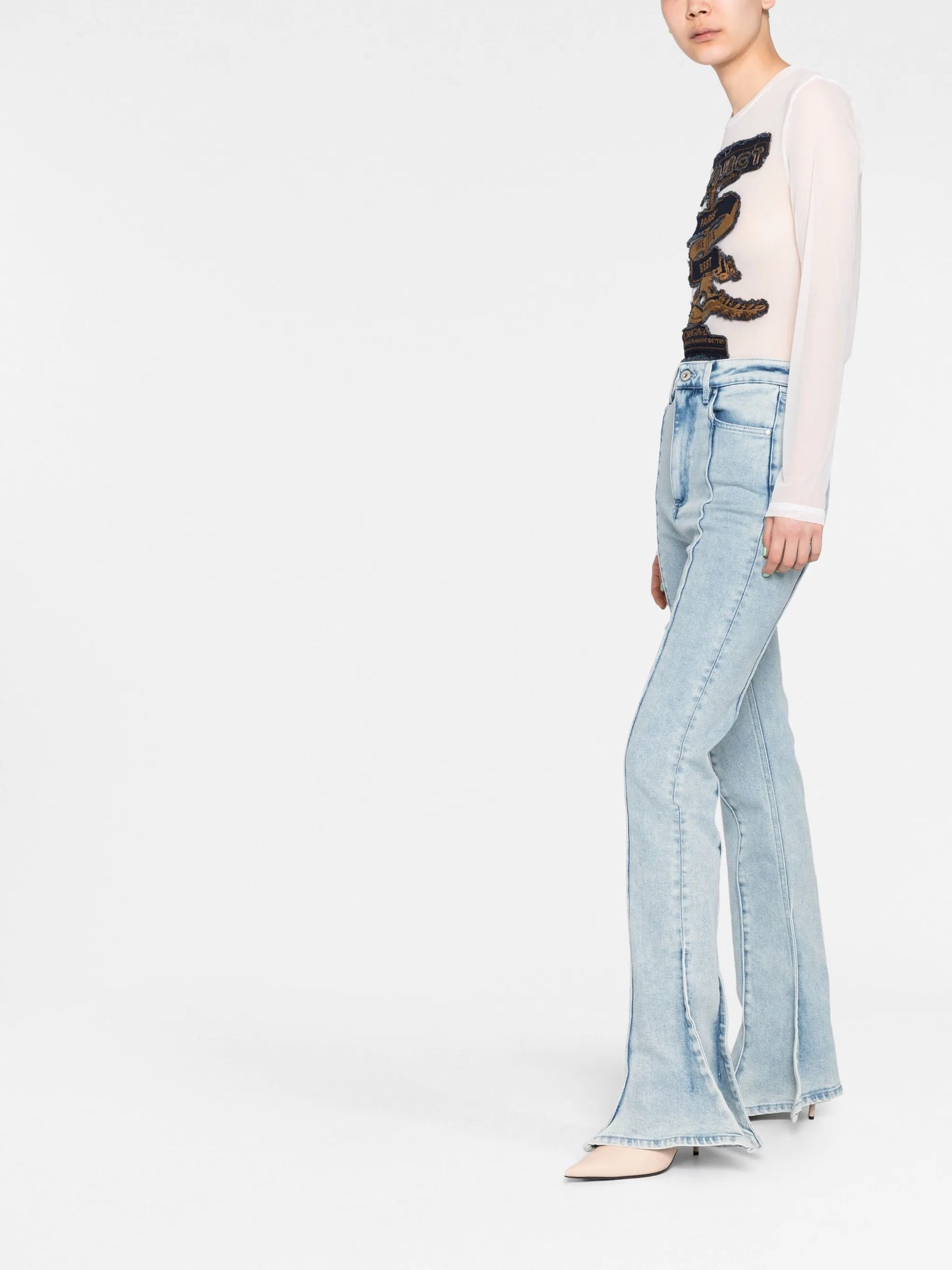 mid-rise bell-bottom jeans