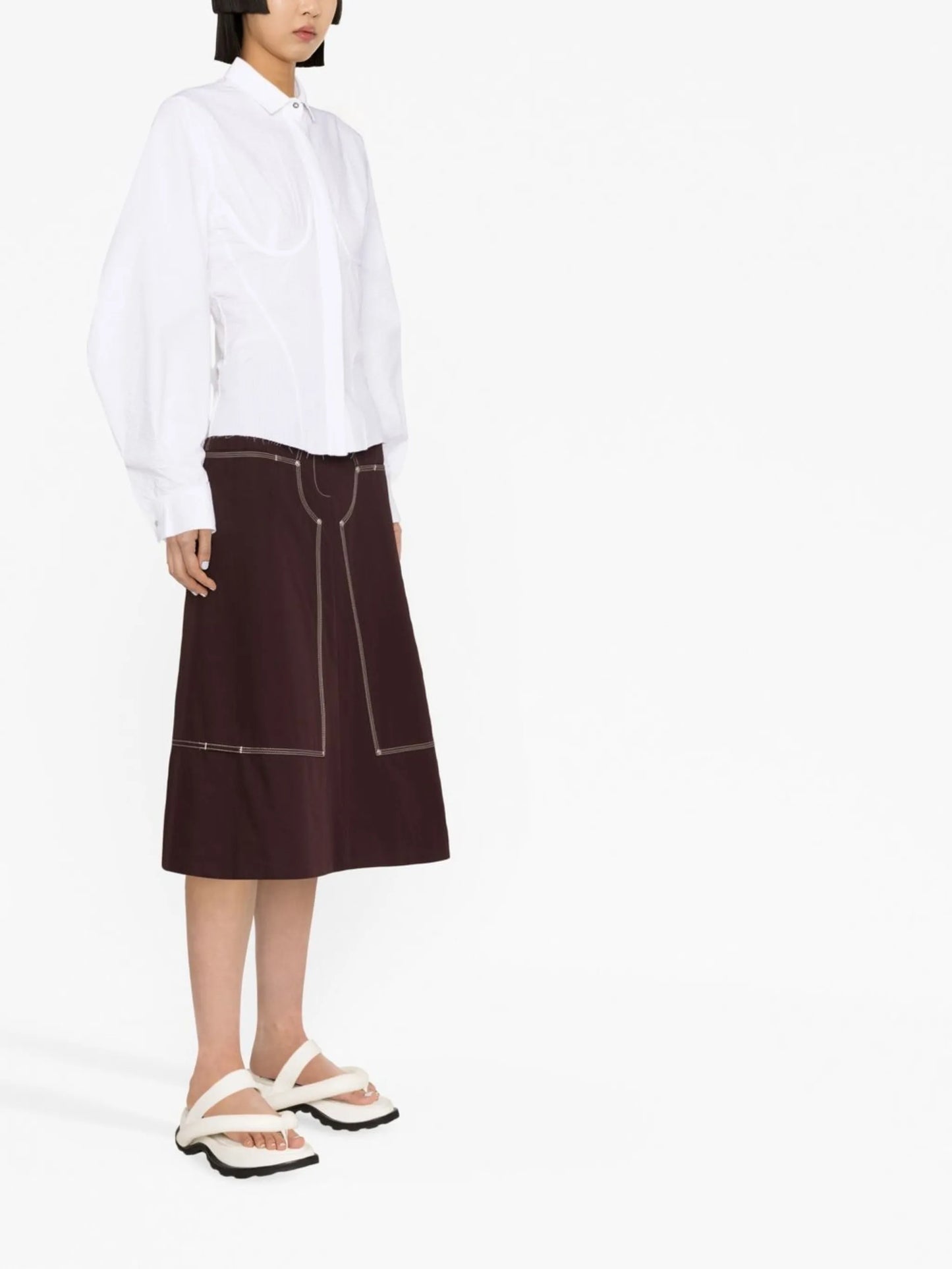 corset-detail cotton shirt
