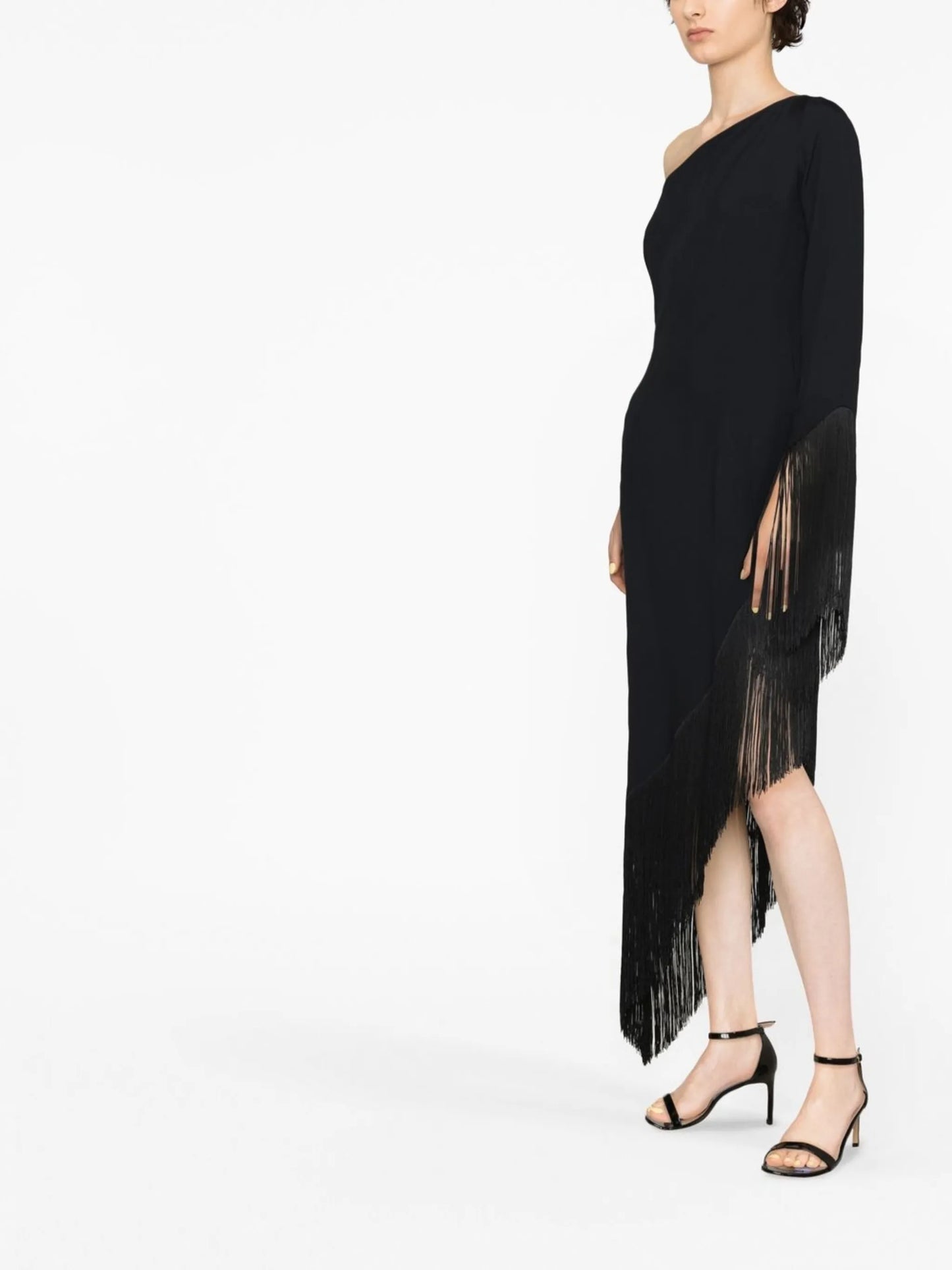 Aventador one-shoulder fringed dress