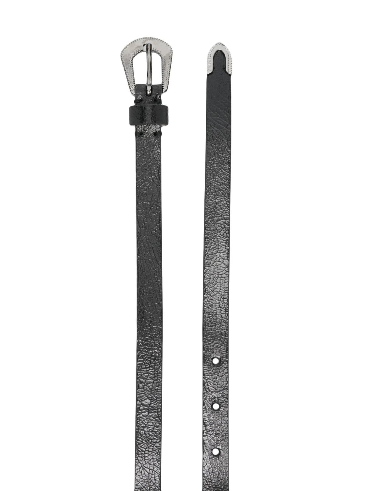 buckled leather belt