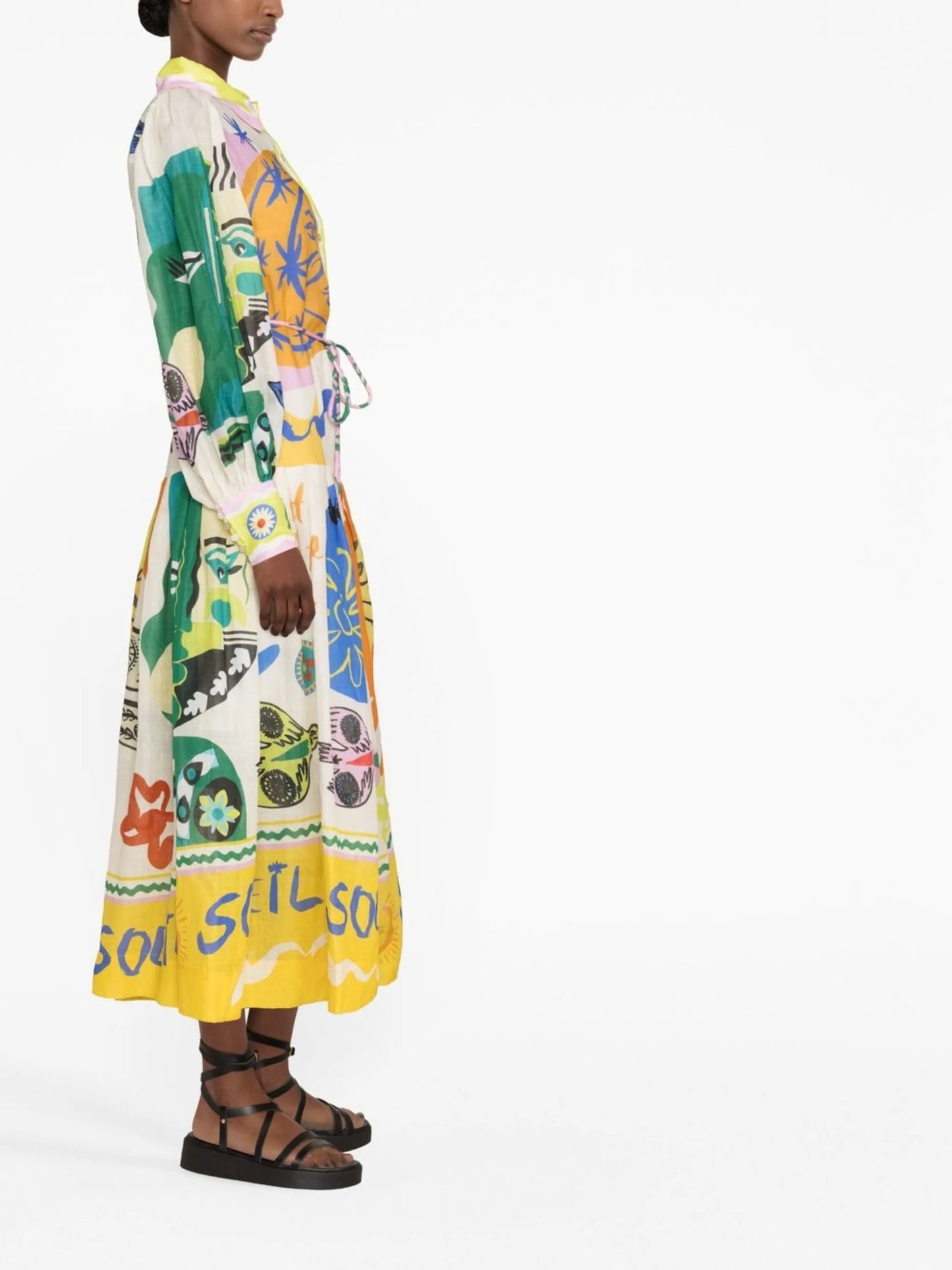 graphic-print long-sleeve dress