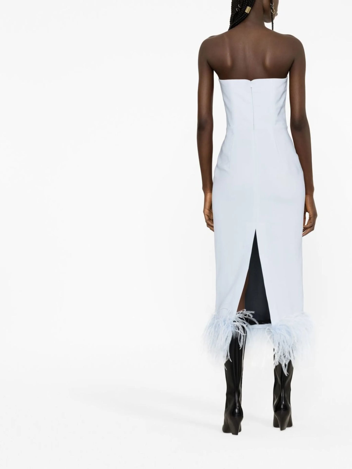 Minelli feather-trim midi dress