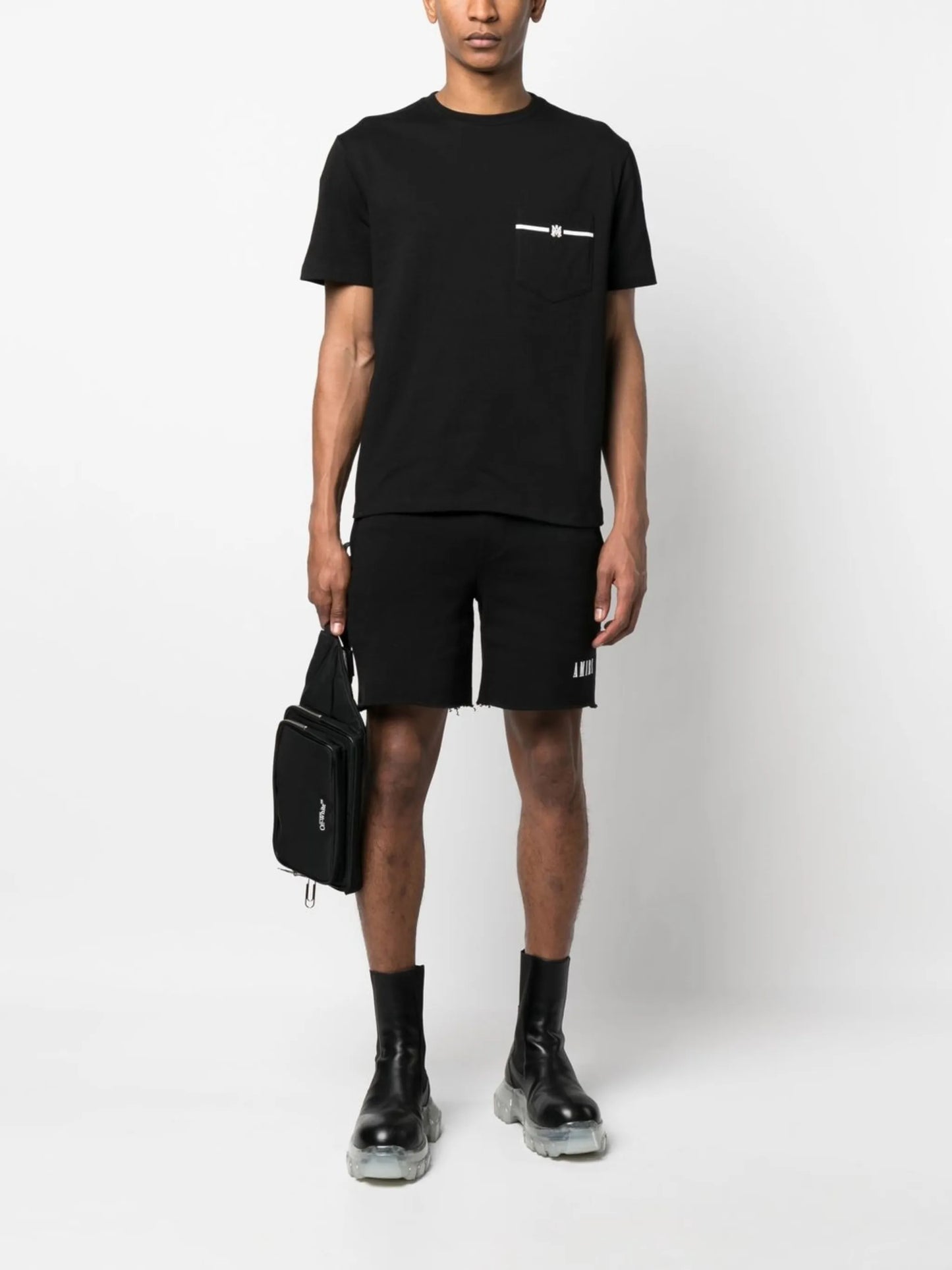 logo-print frayed shorts