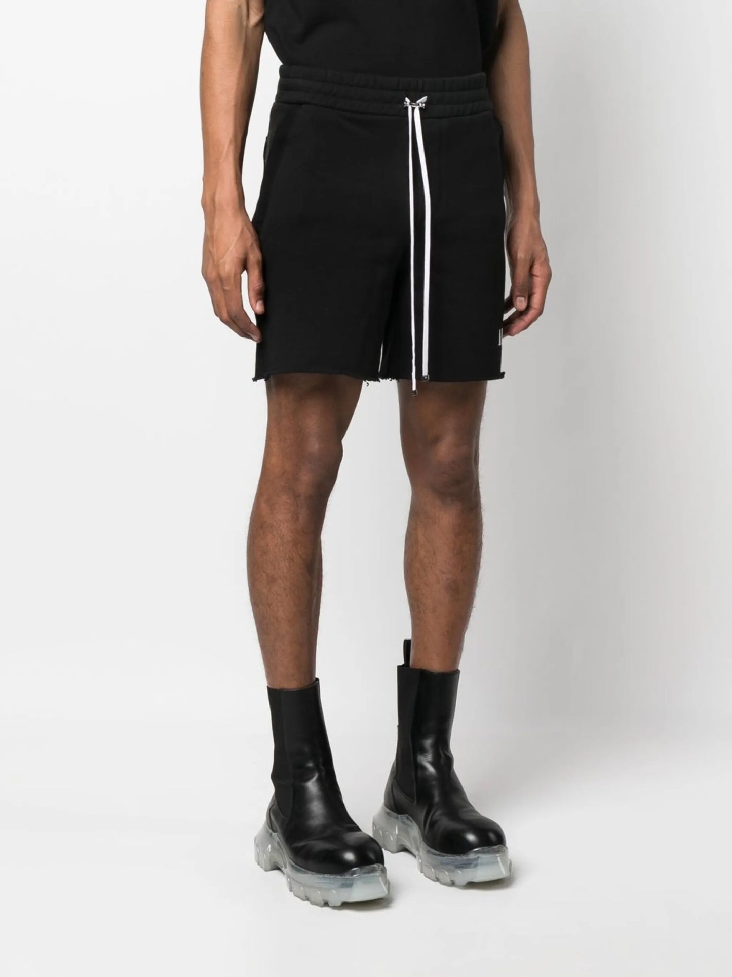 logo-print frayed shorts