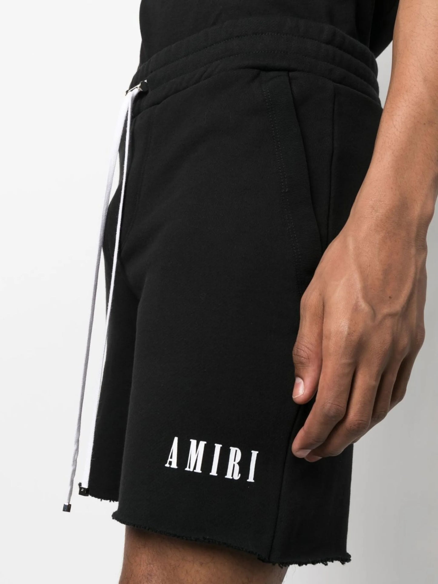 logo-print frayed shorts