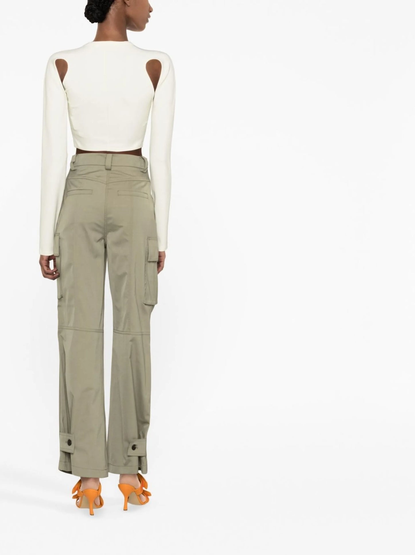 logo-print cut-out detail cropped top