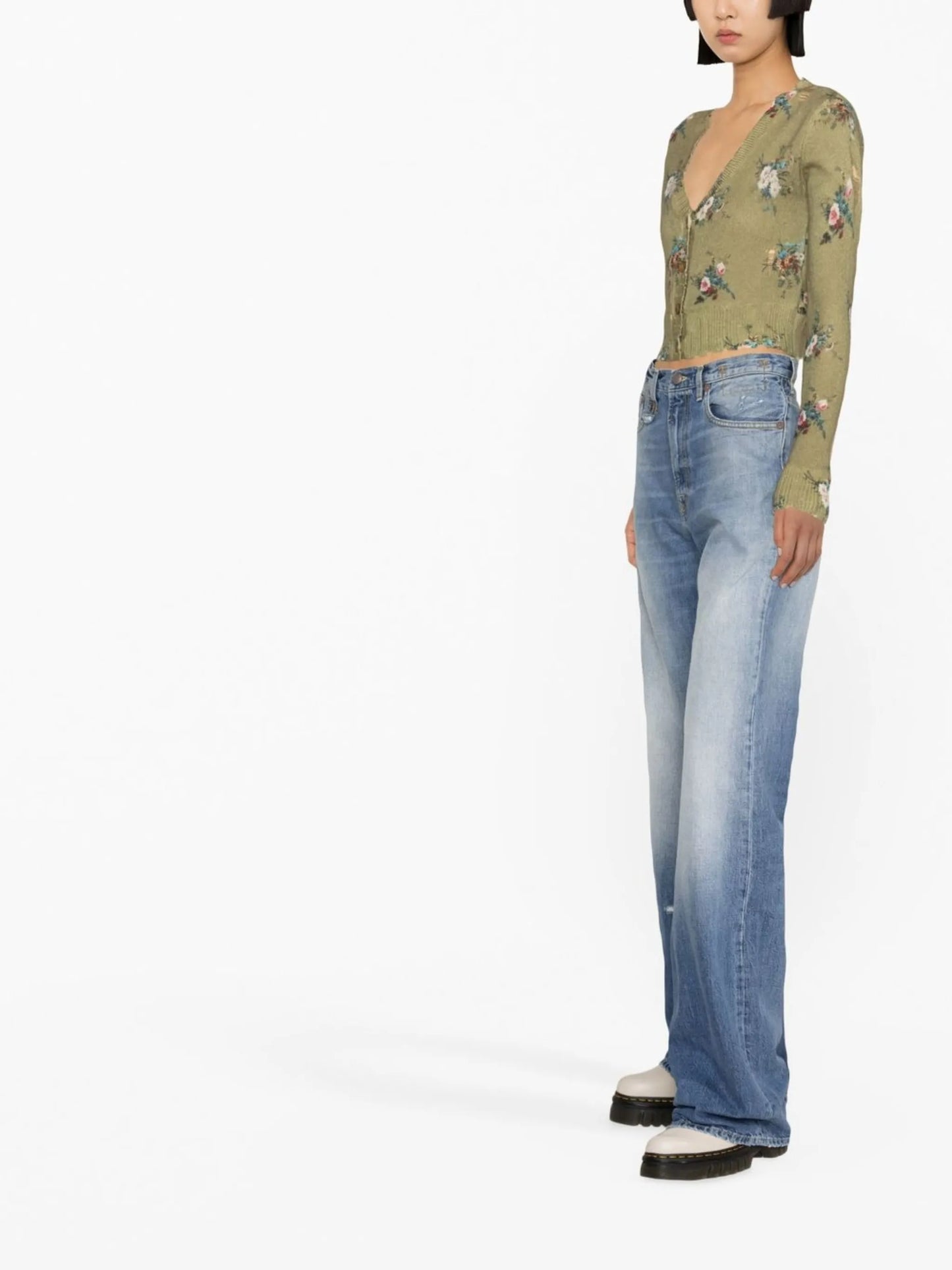 floral-print cashmere cardigan
