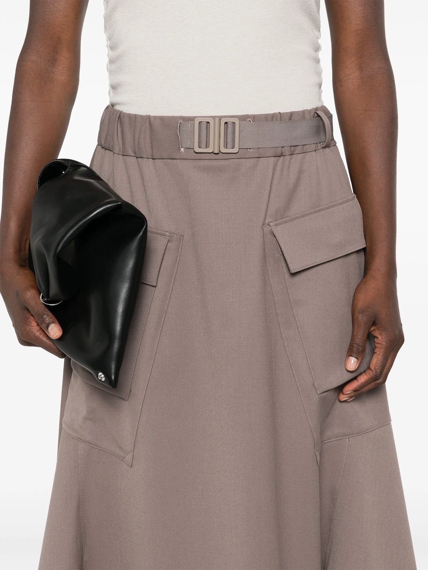 belted A-line skirt
