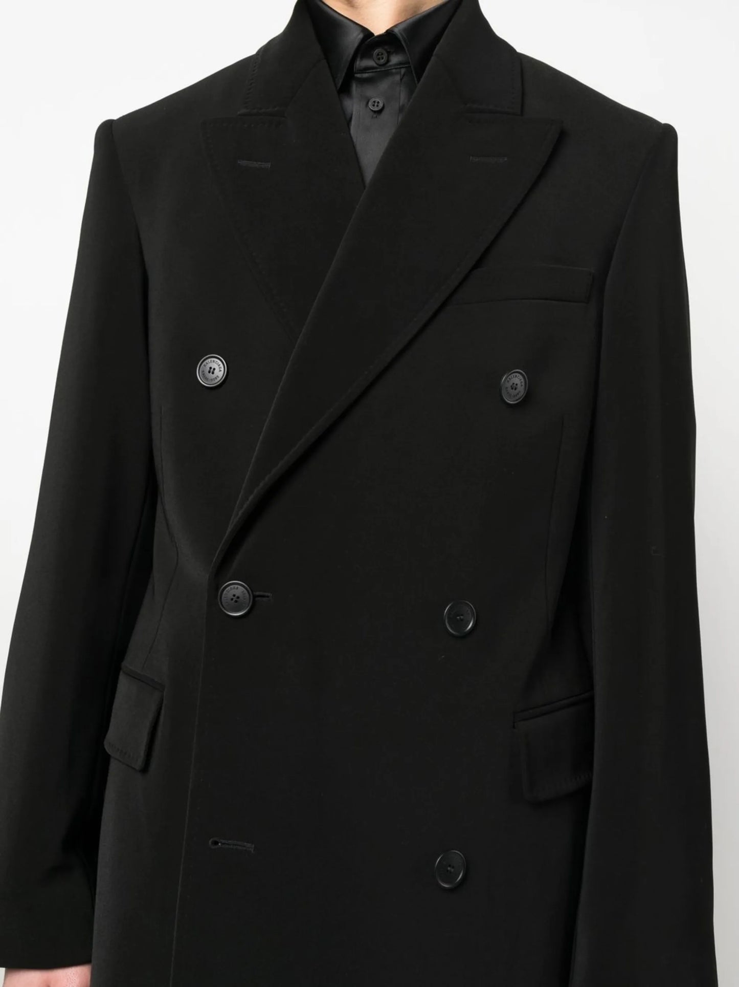 double-breasted peak-lapel coat