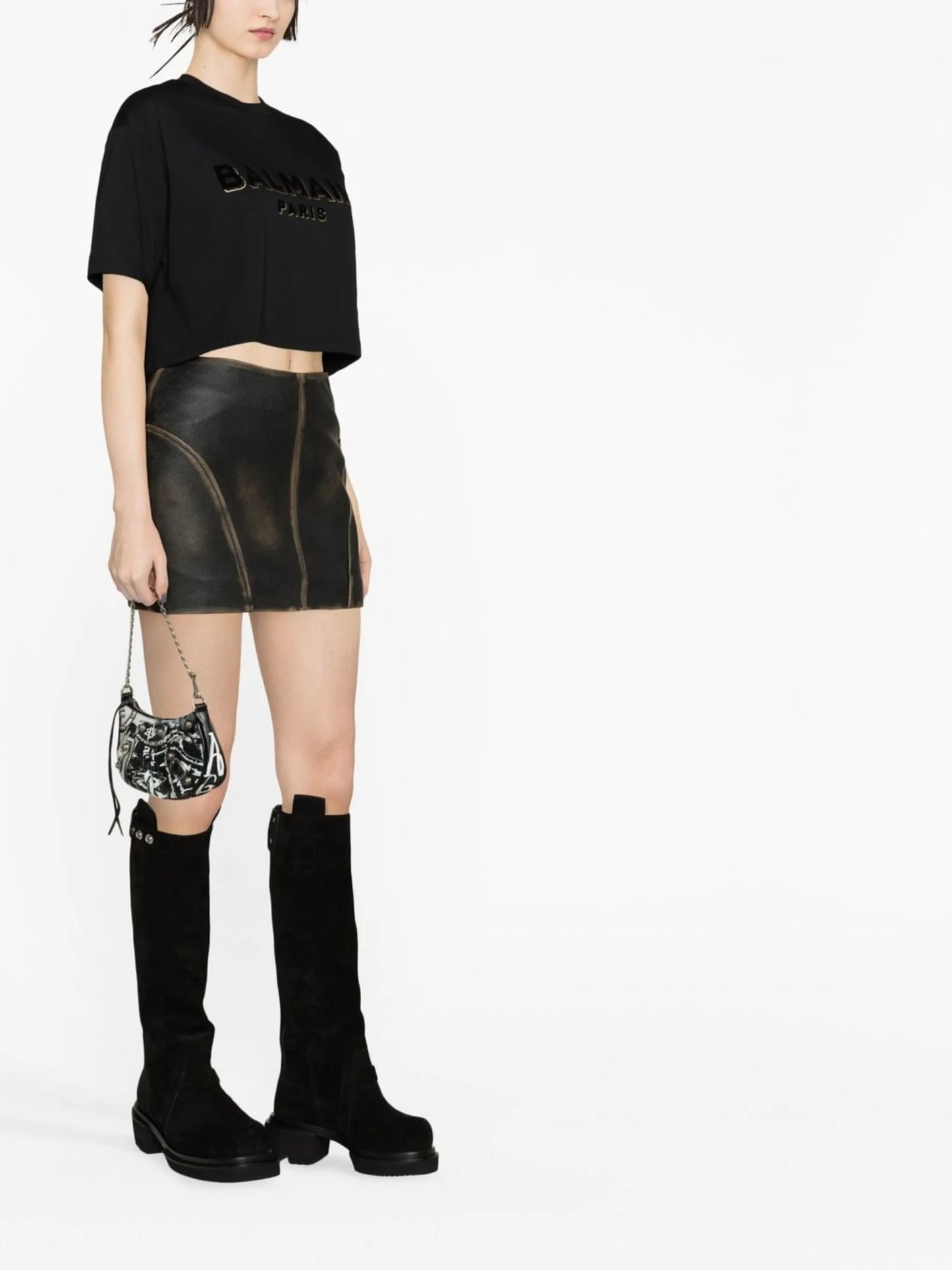 logo-print cropped T-shirt