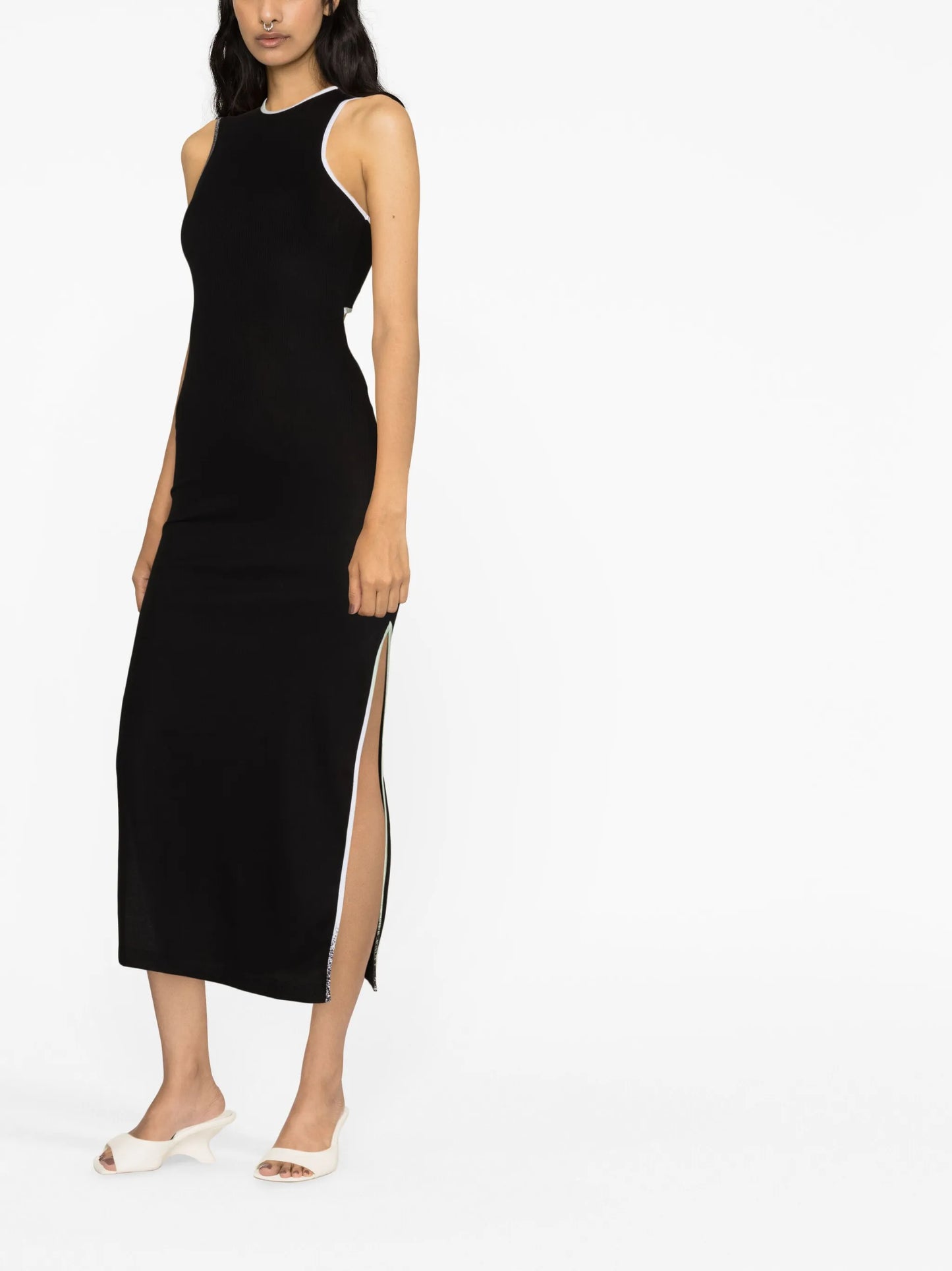 sleeveless knitted midi dress
