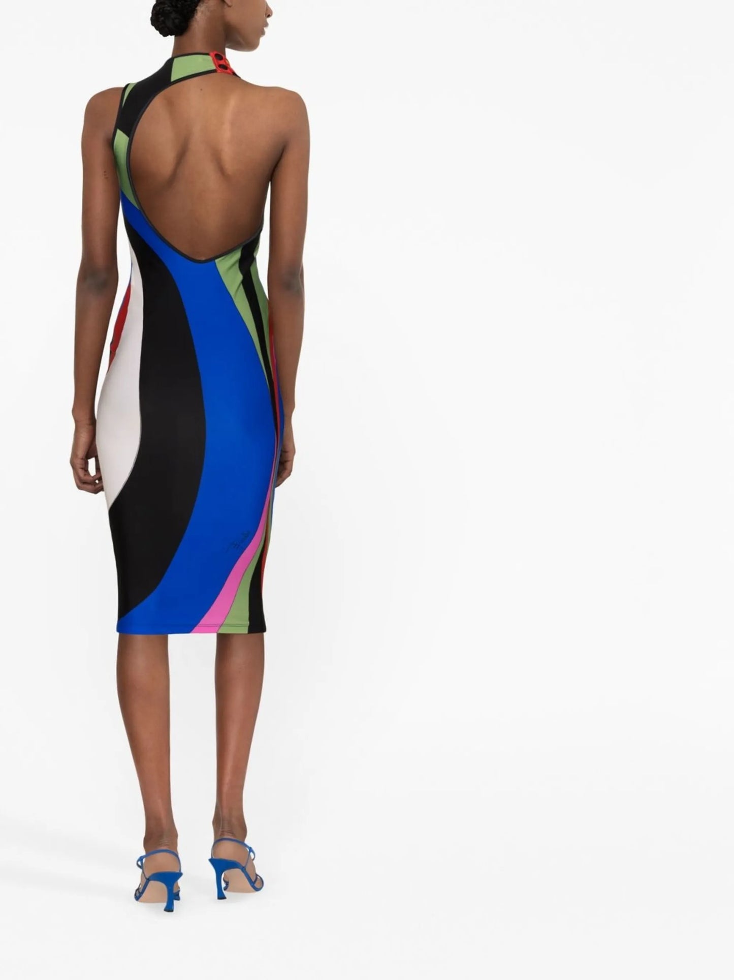 Marmo-print sleeveless dress