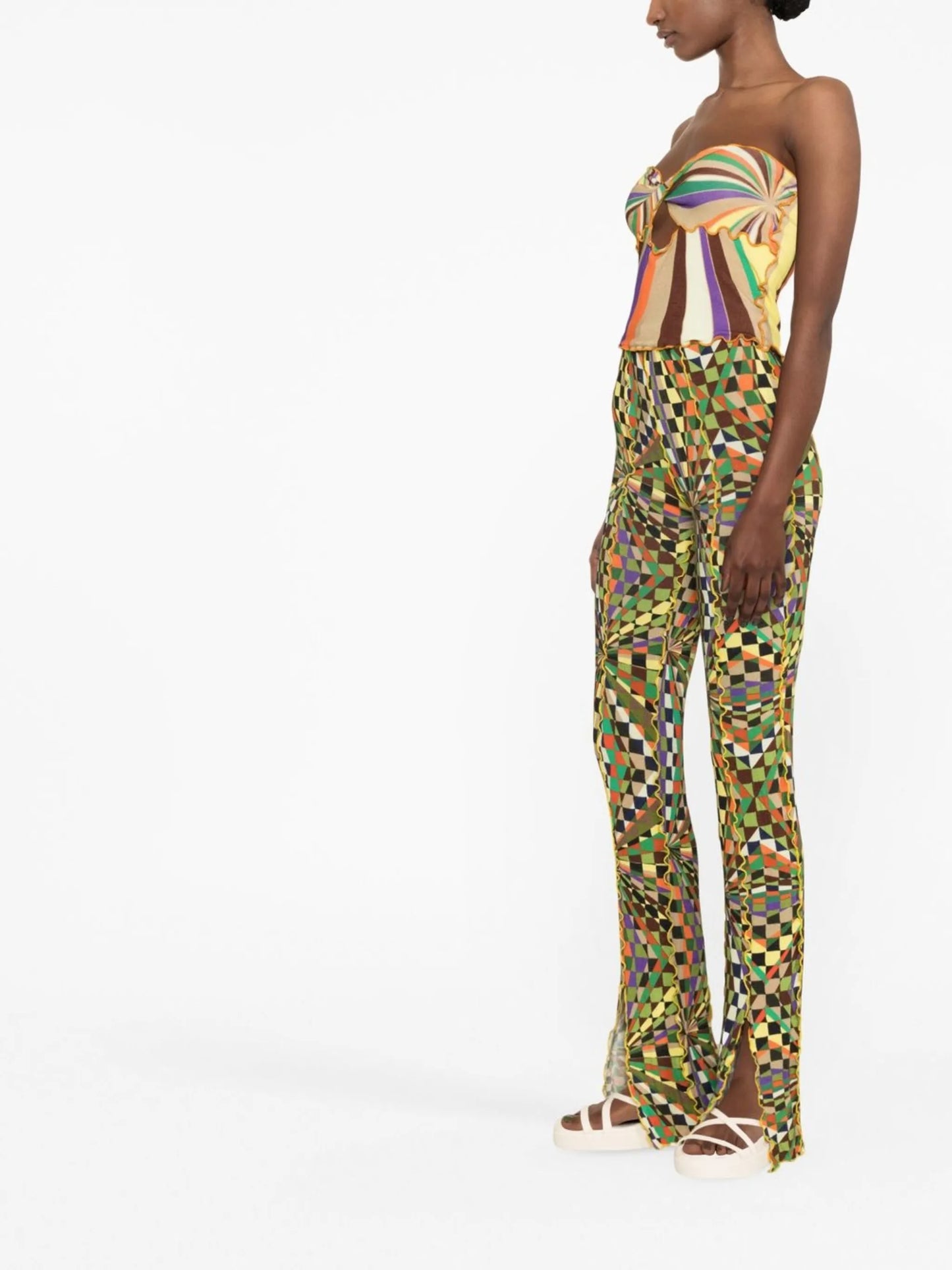 Kaleidoscope graphic-print flared trousers