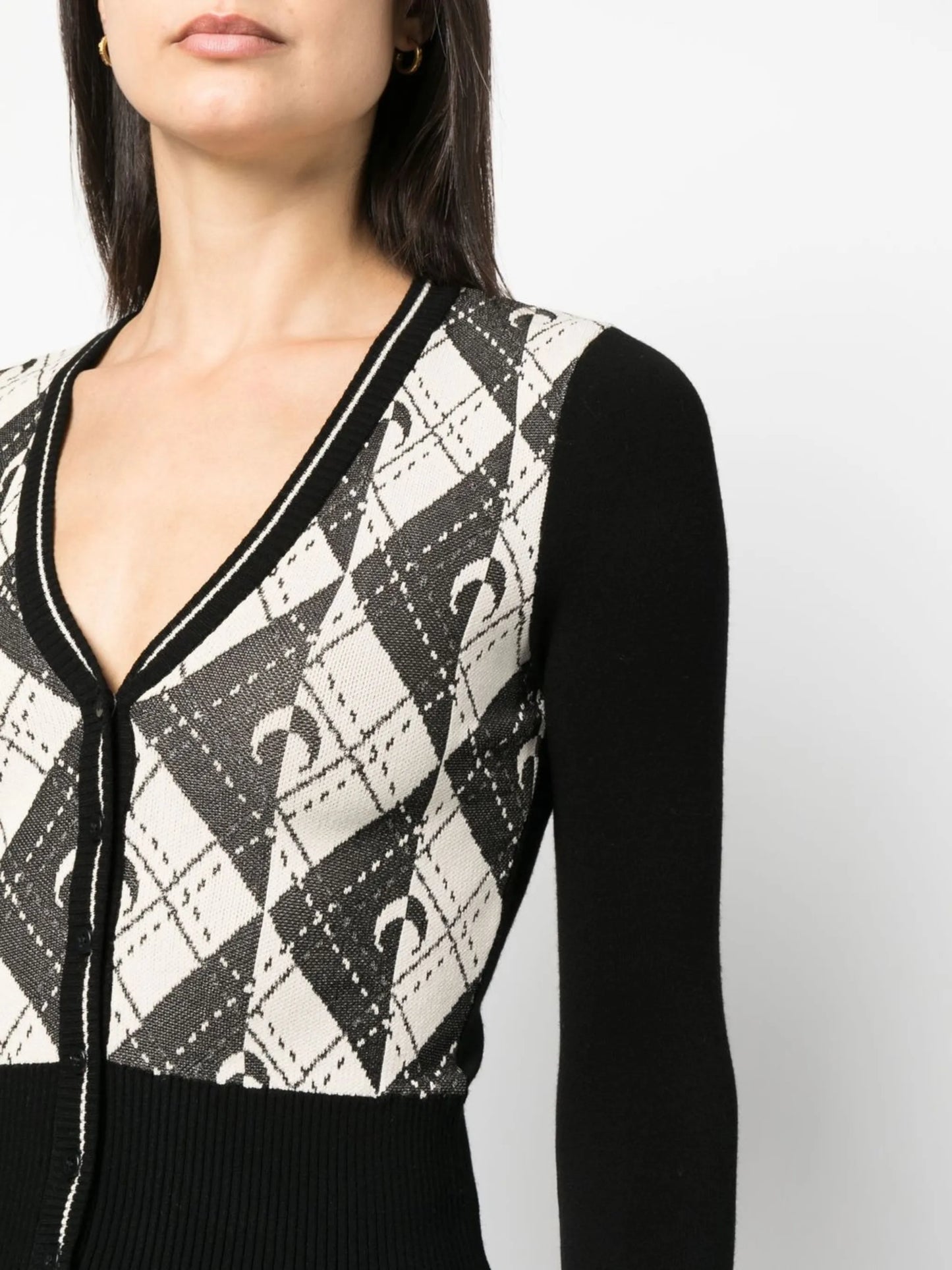 crescent moon V-neck cardigan