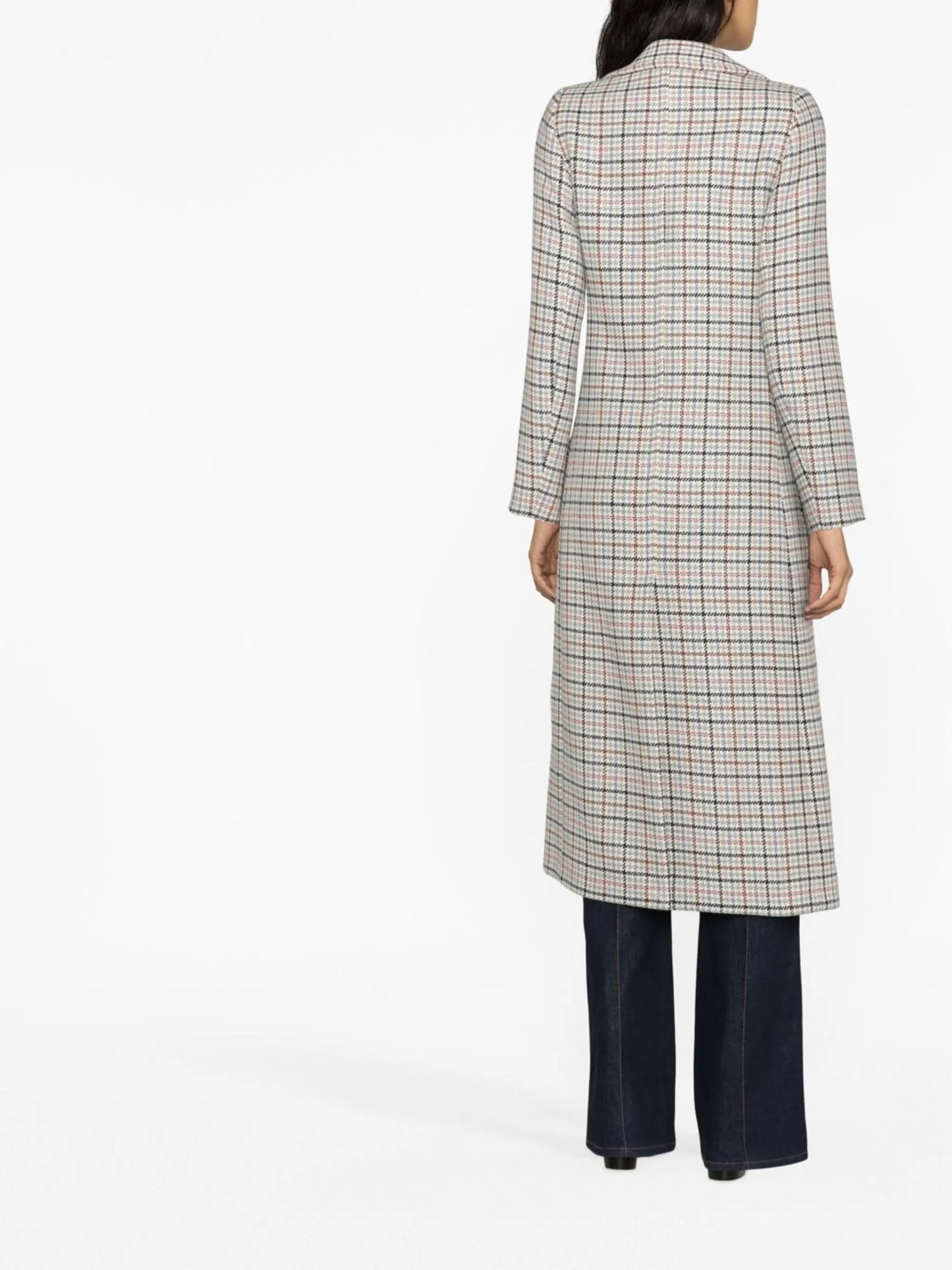 checked-print double-breasted coat