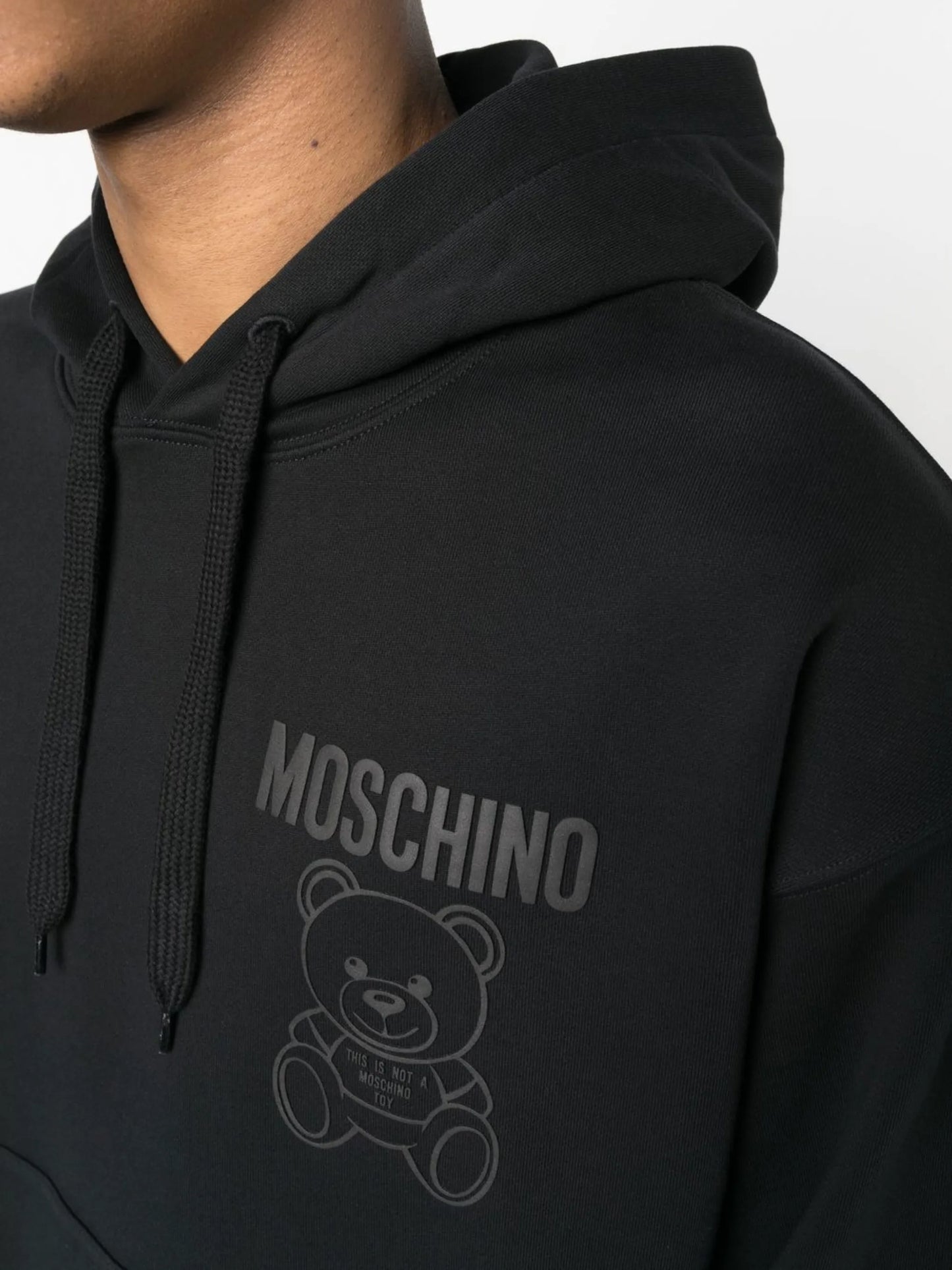 teddy-print cotton hoodie