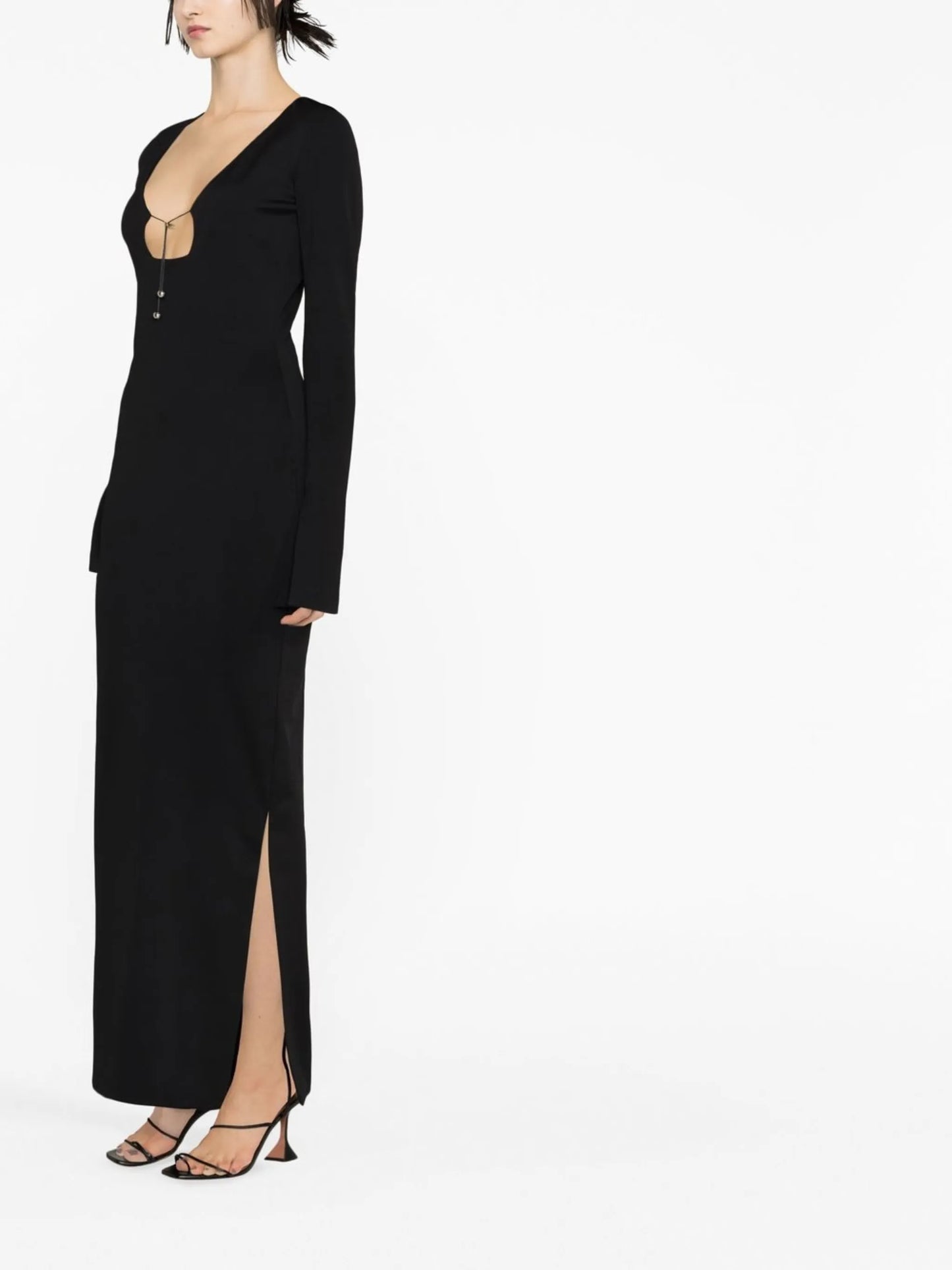 square-neck long-sleeve dress