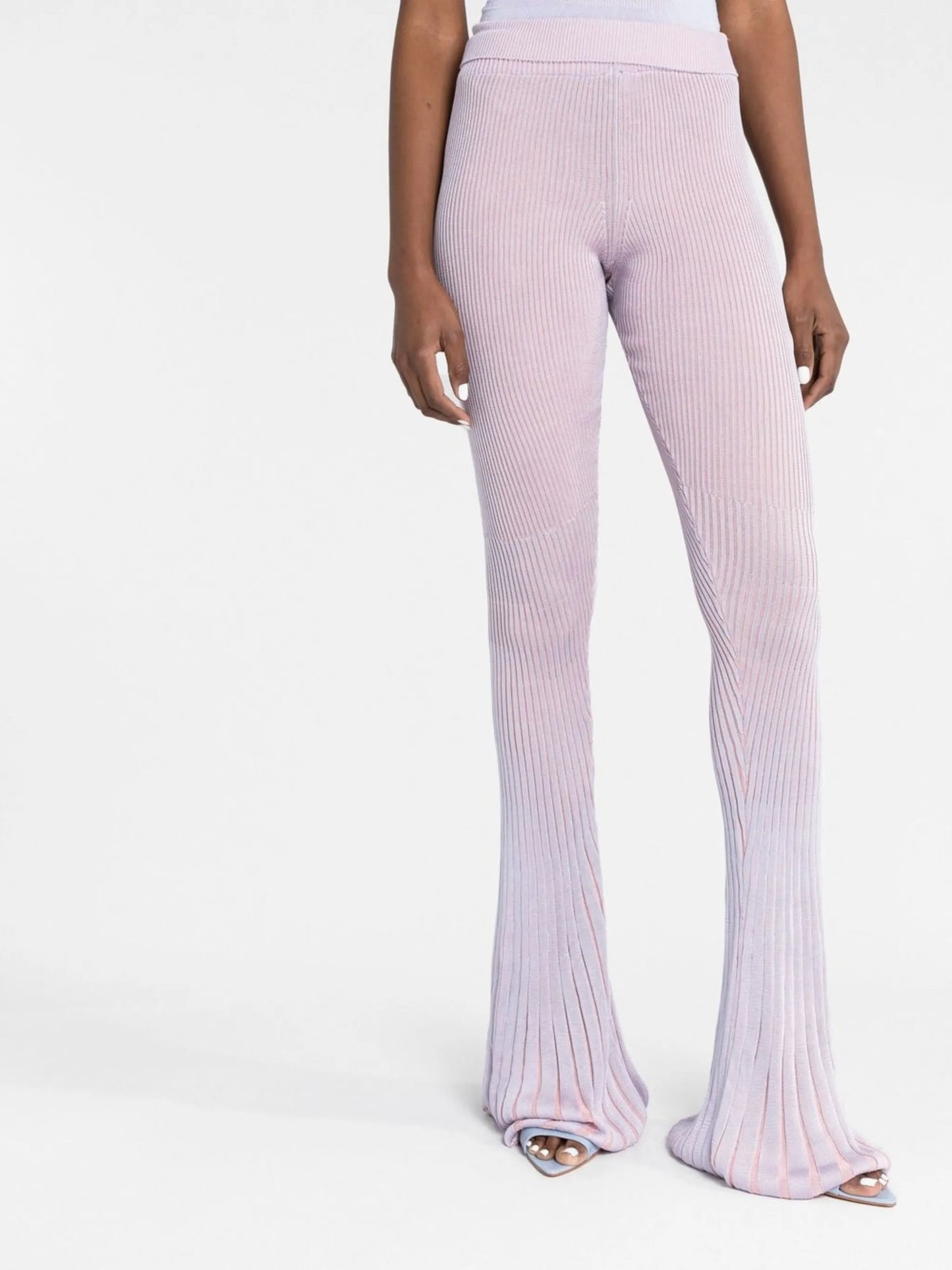 Jelly ribbed-knit flared trousers