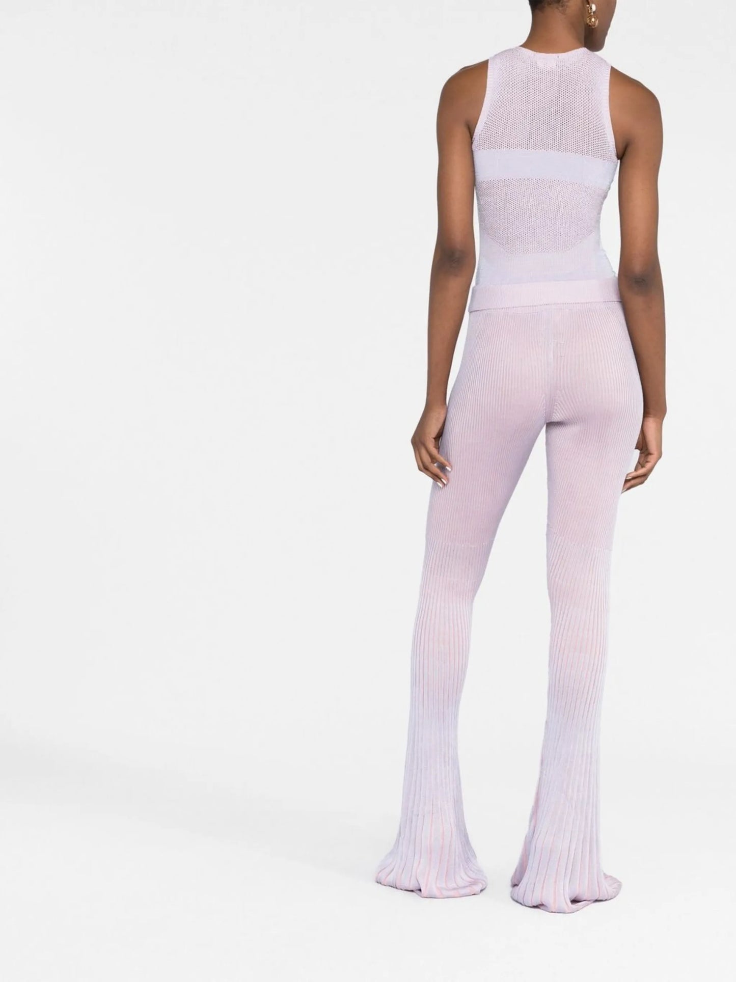 Jelly ribbed-knit flared trousers