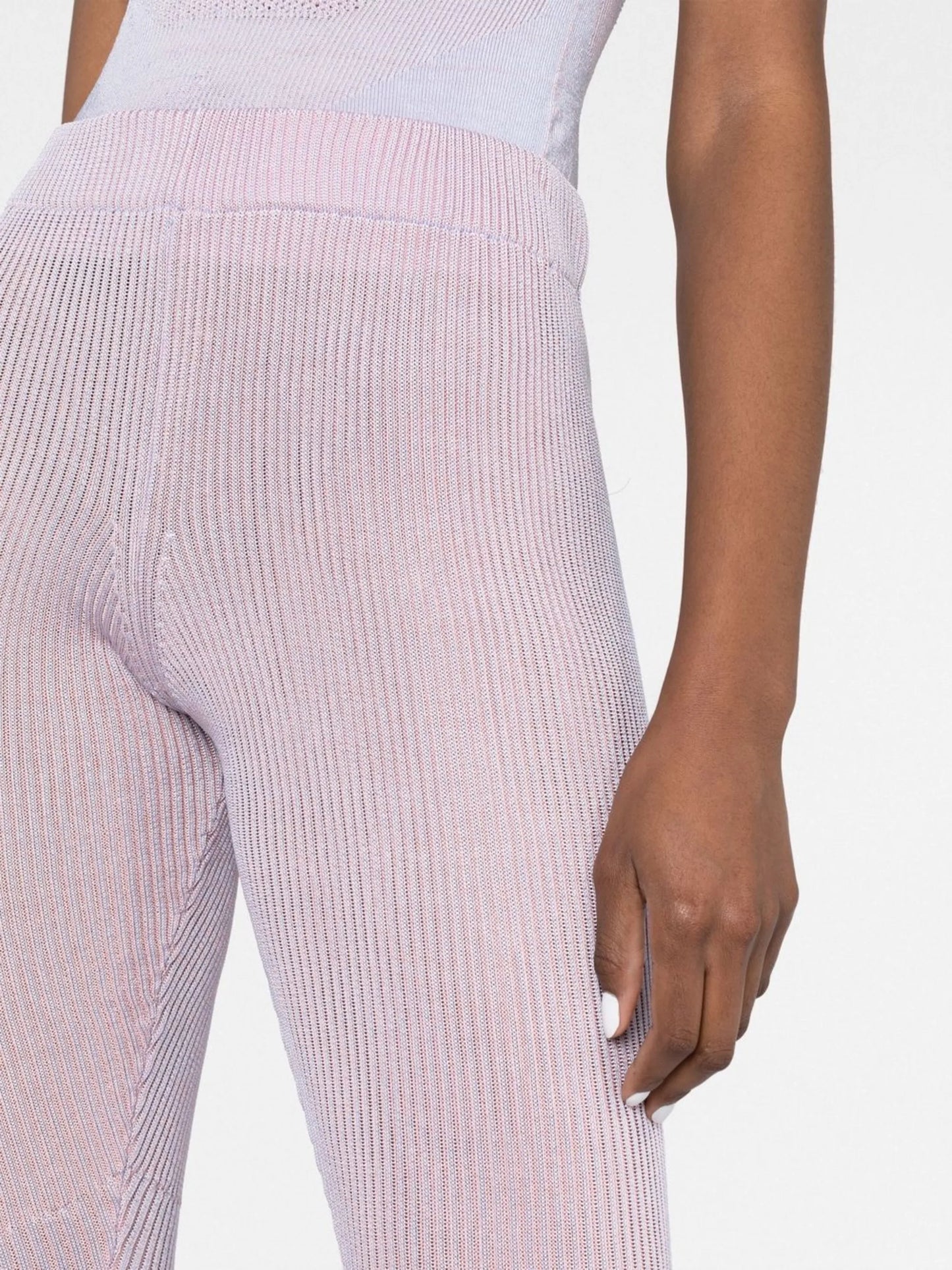 Jelly ribbed-knit flared trousers