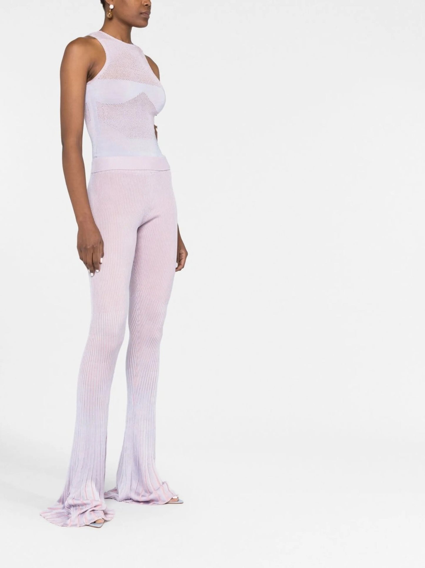 Jelly ribbed-knit flared trousers