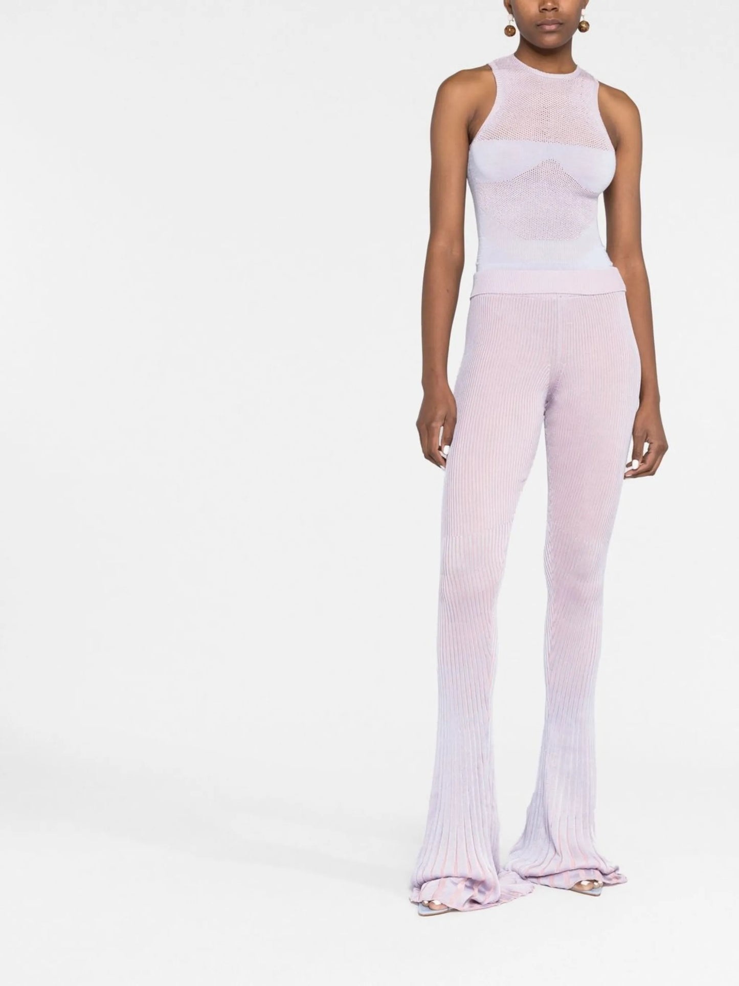 Jelly ribbed-knit flared trousers