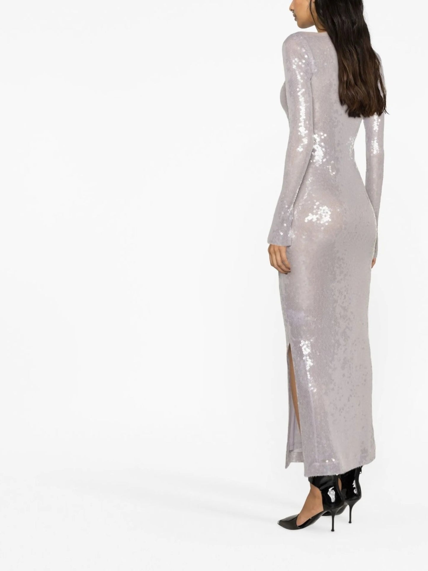 sequin-embellished long-sleeve dress