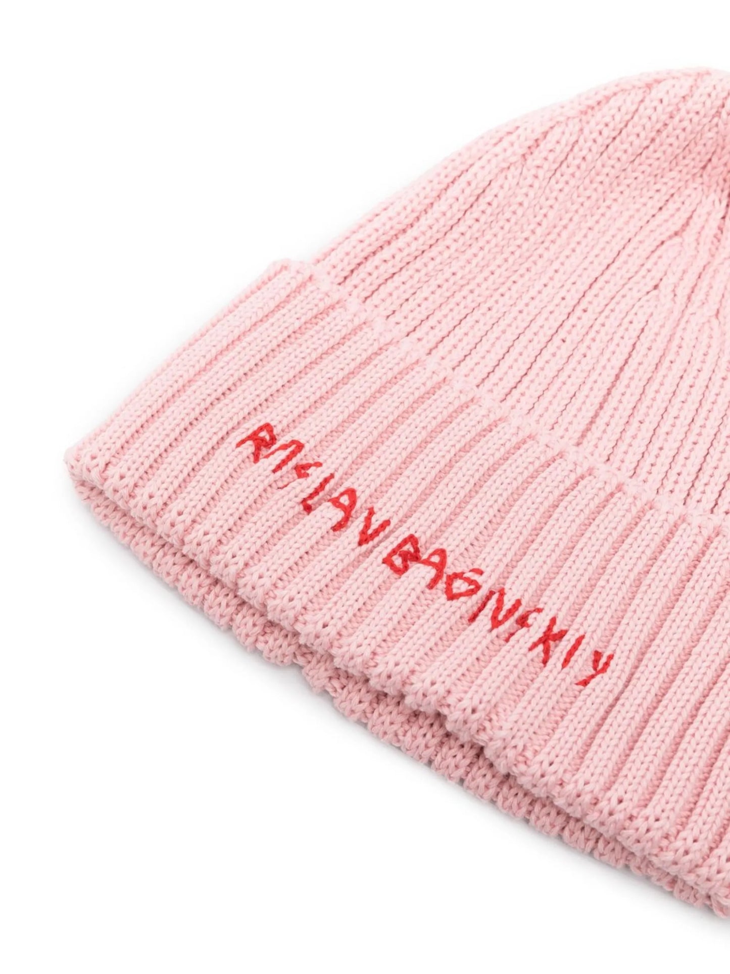 hand-embroidered ribbed beanie