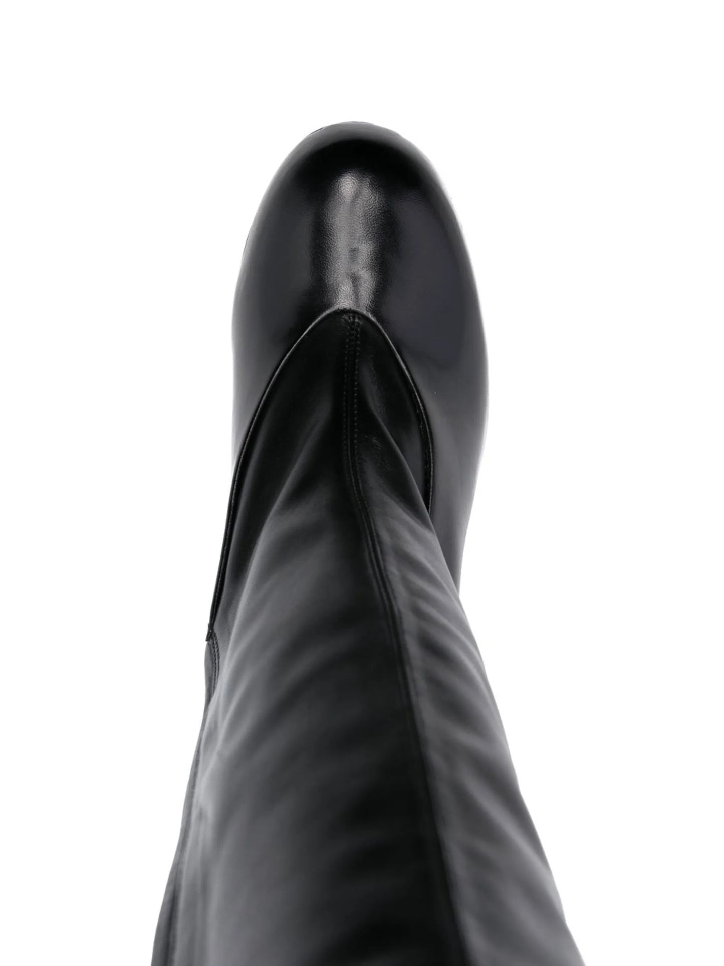 knee-length polished-finish boots