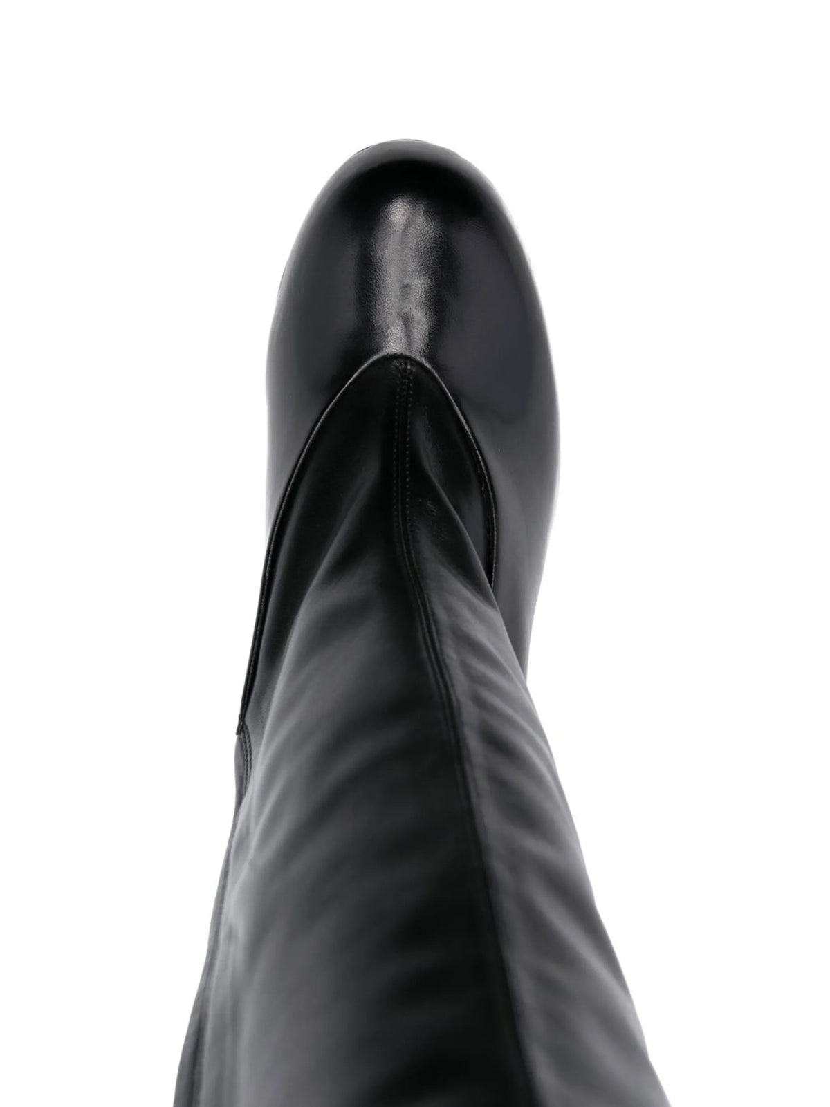 knee-length polished-finish boots