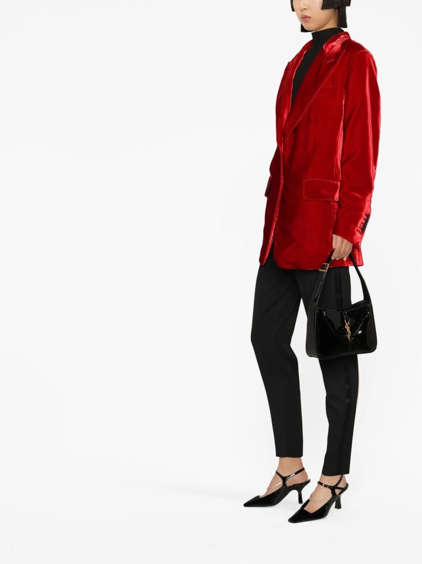 single-breasted velvet blazer