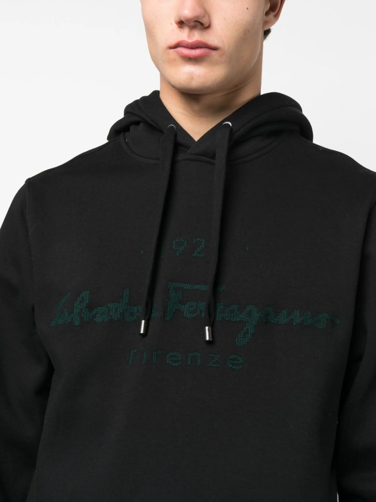 embroidered-logo hoodie
