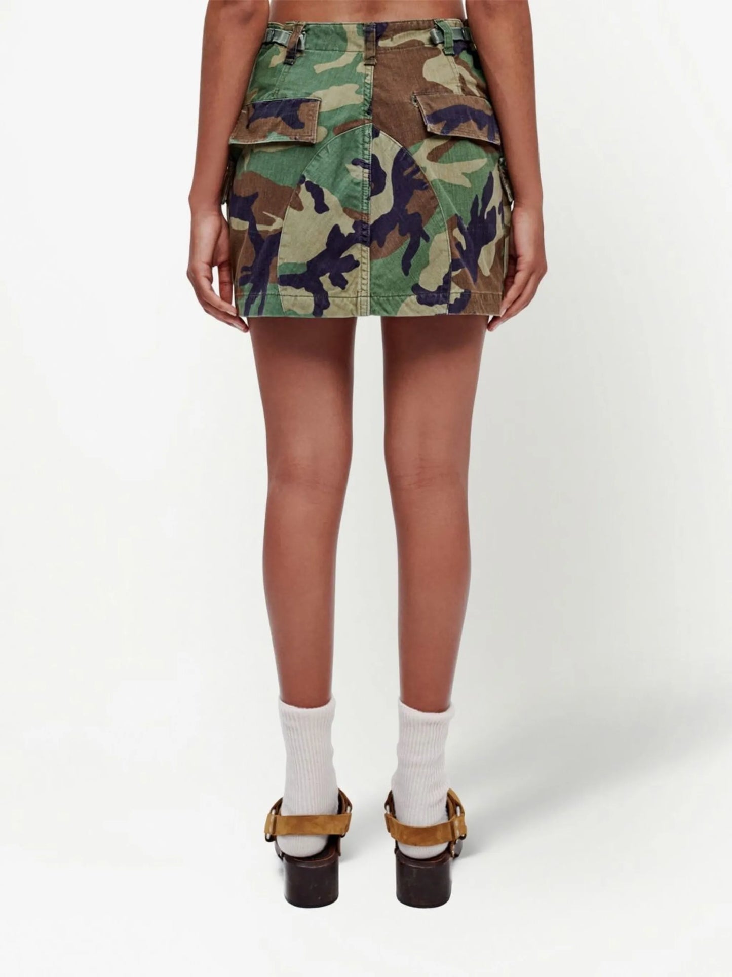 upcycled cargo micro skirt