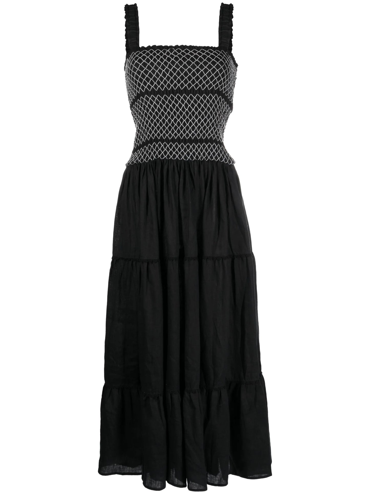 shirred maxi dress
