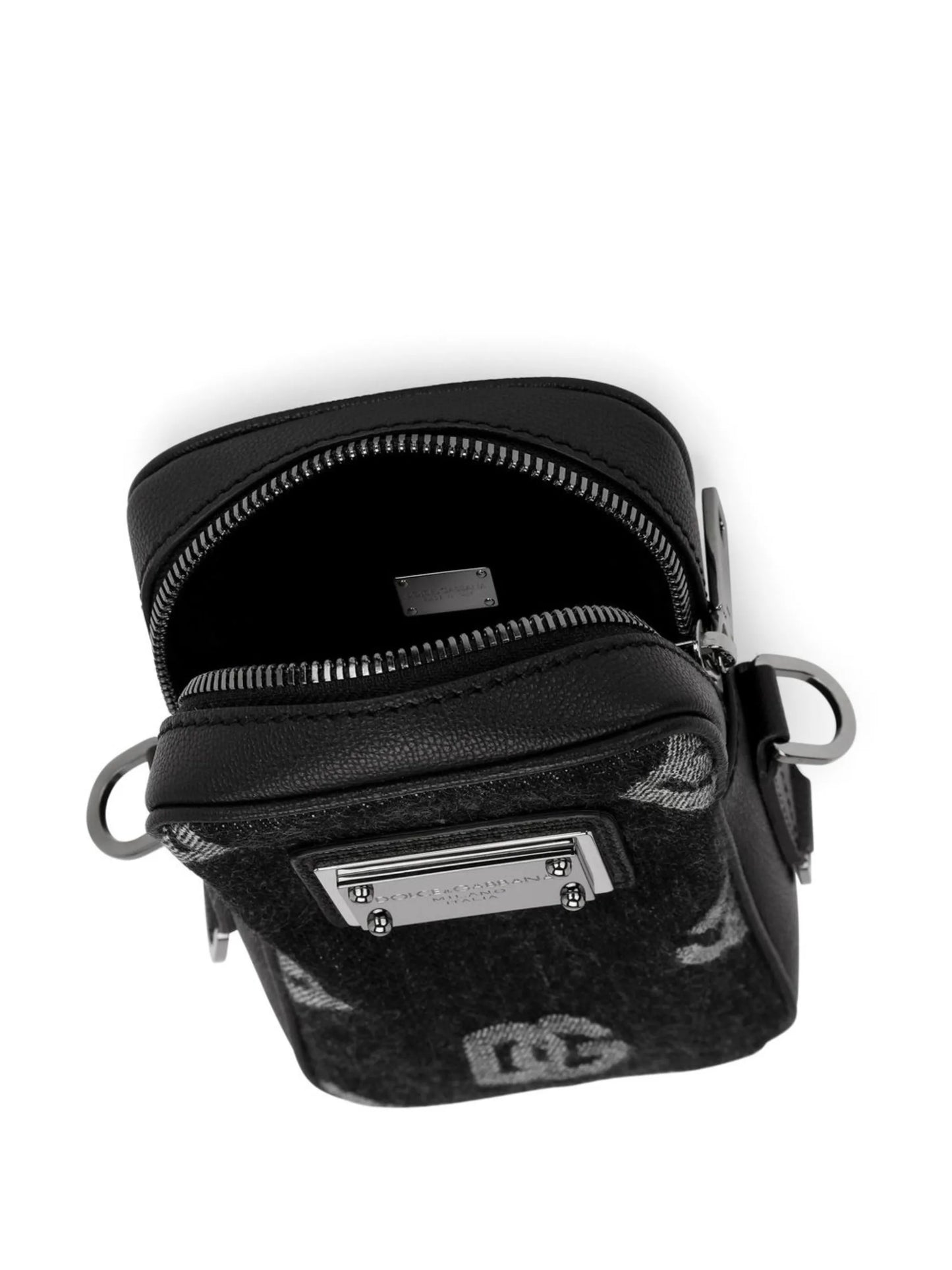 logo-jacquard denim messenger bag