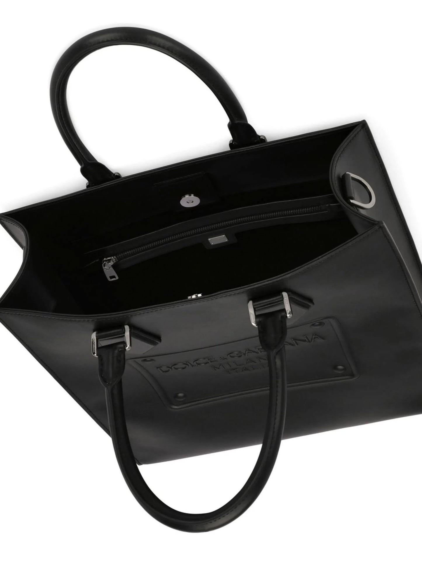 logo-embossed leather tote bag